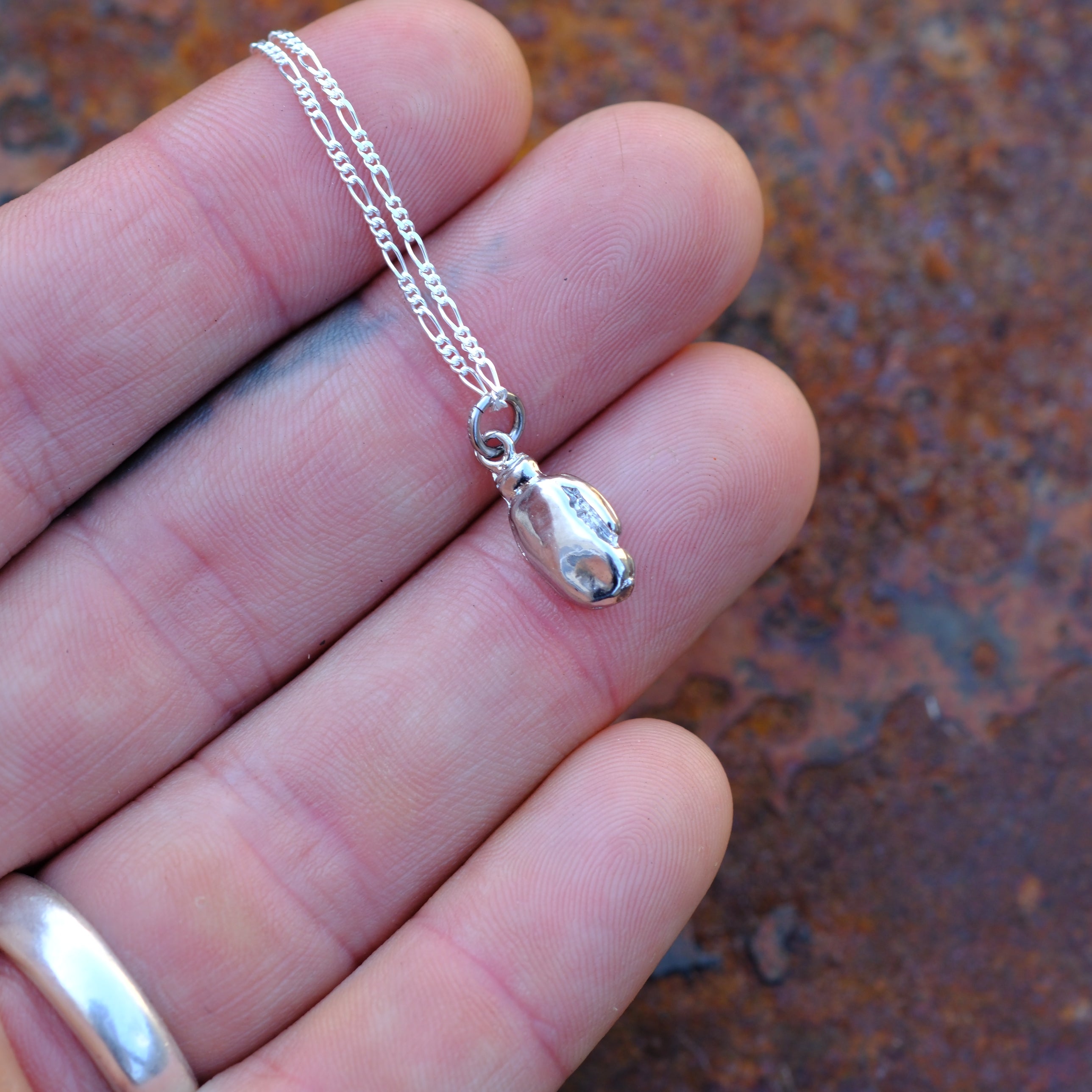 Vintage Sterling Silver Boxing Glove Necklace