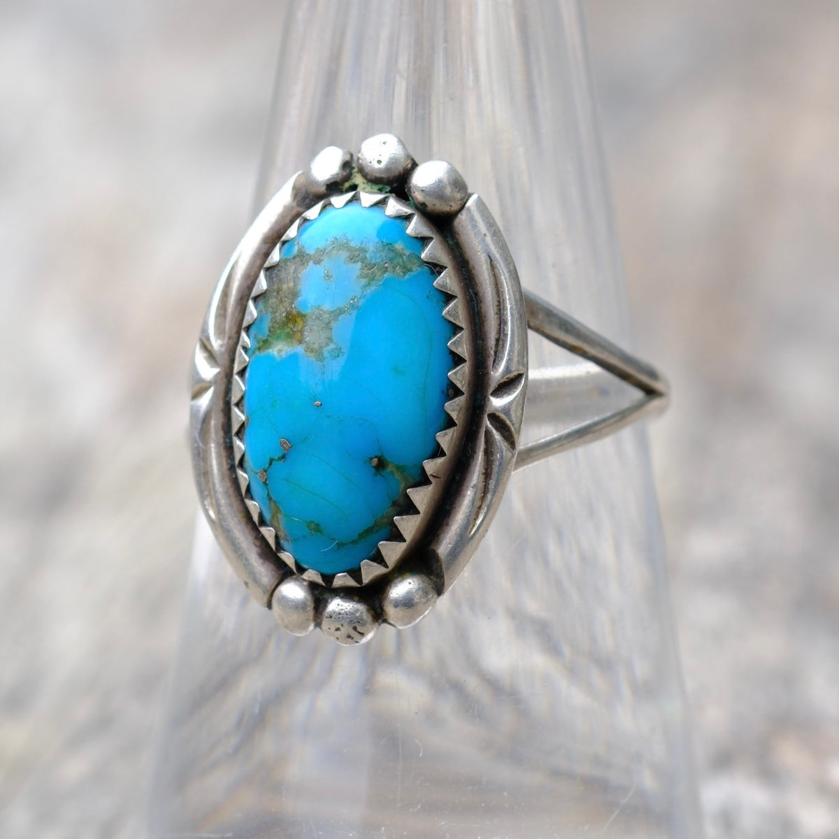 Vintage Sterling Turquoise Ring 7.5