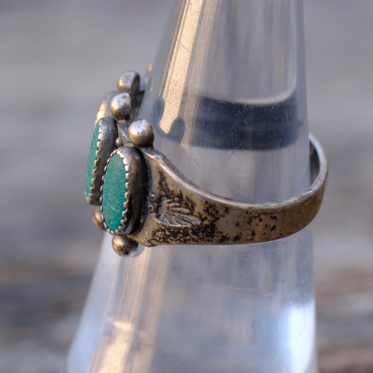 Vintage Sterling Turquoise Band 6.75