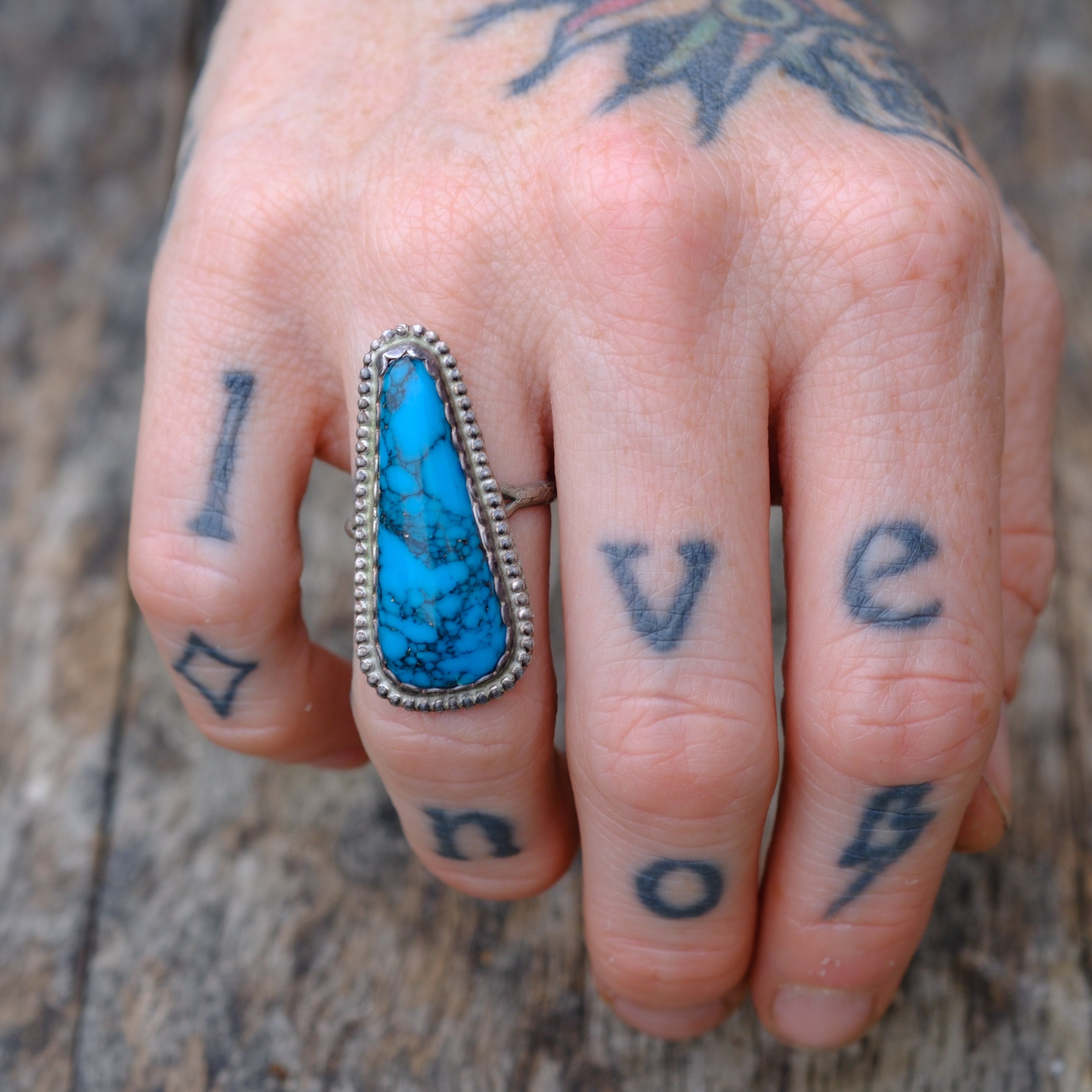 Vintage Sterling Faux Turquoise Ring 5.5