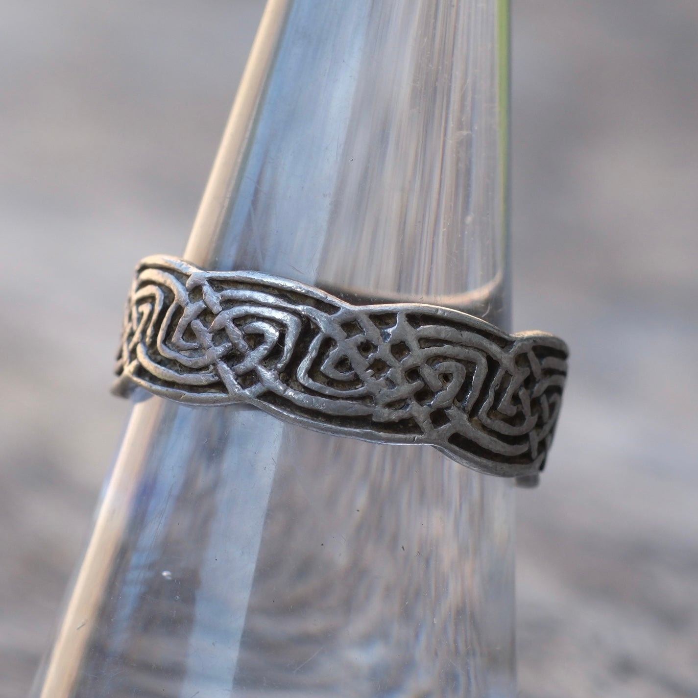 Vintage Sterling Silver Celtic Band Ring 7.75