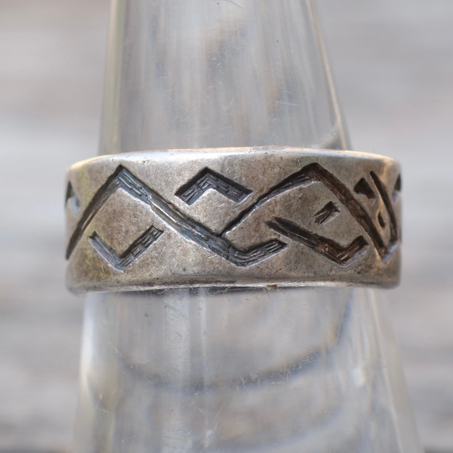 Vintage Sterling Stamped Band Ring 7.5