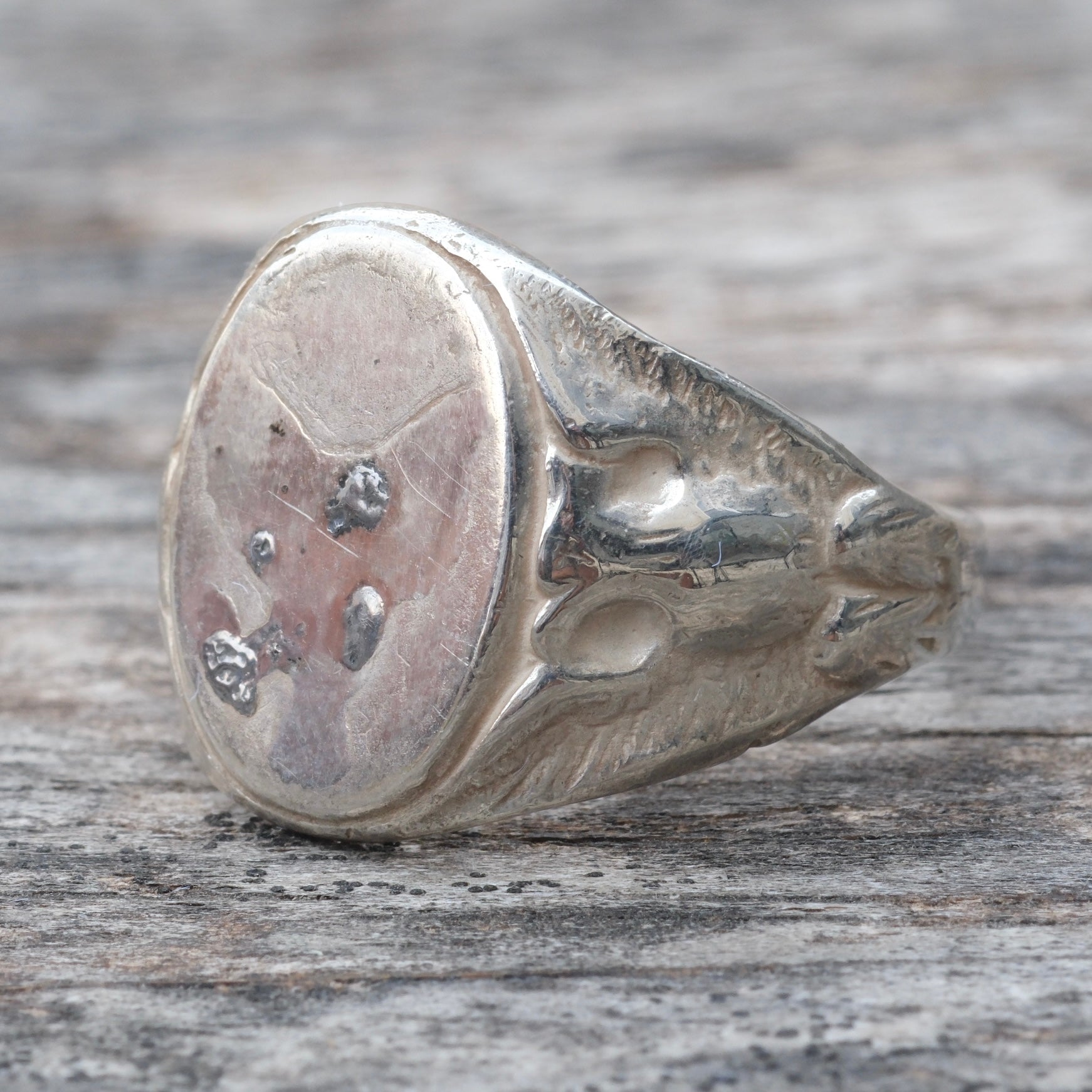 Vintage Sterling Silver Military Signet Ring 10