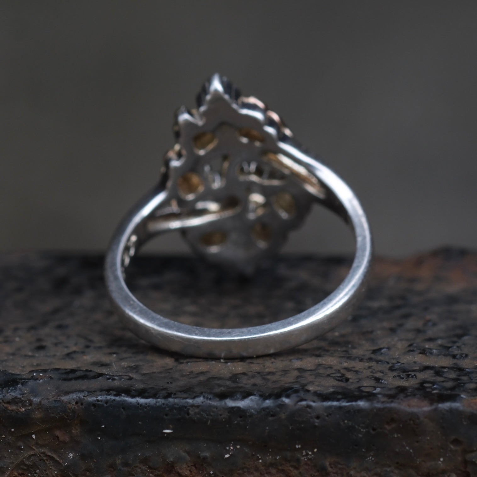 Vintage Sterling and Gold Leaf Ring 6.75