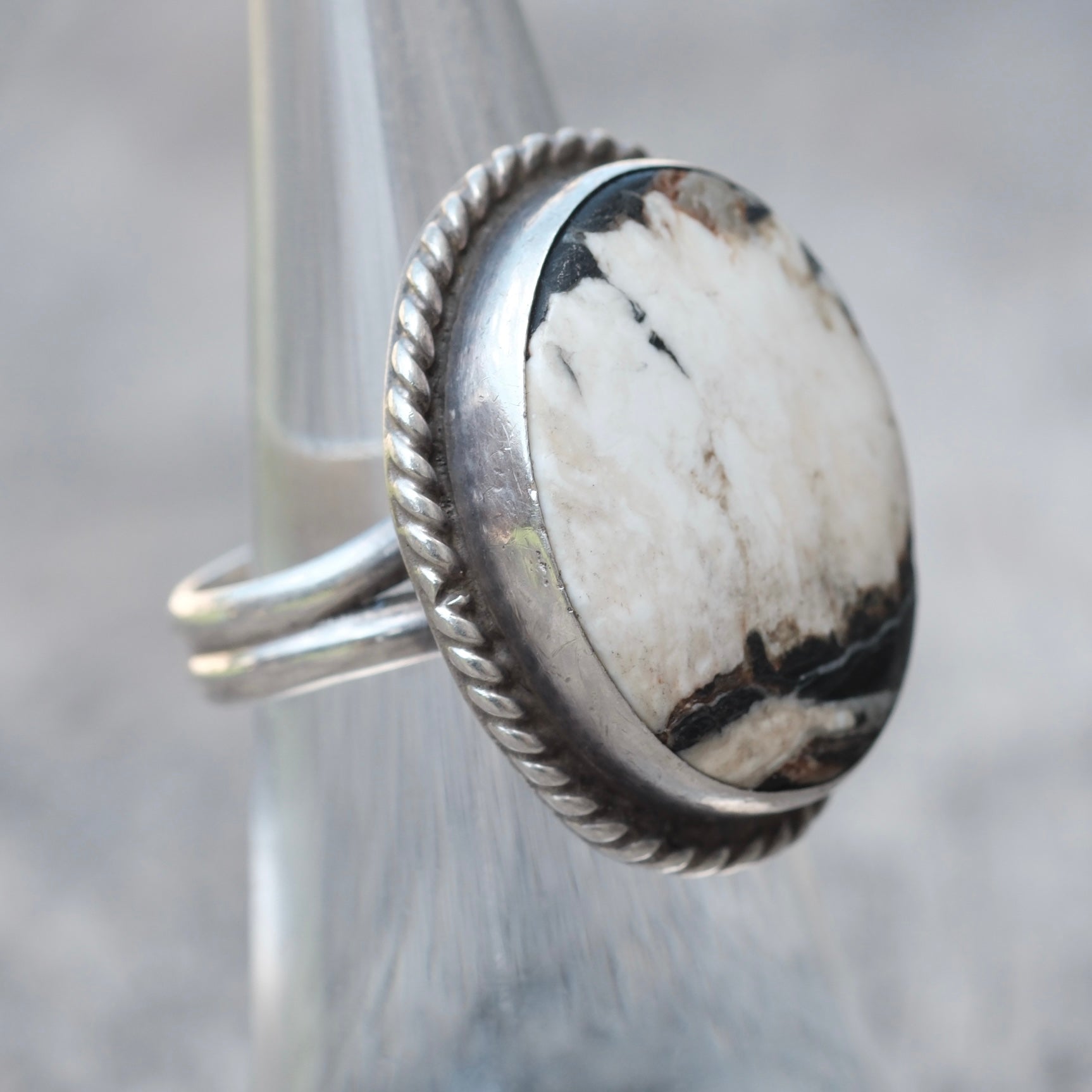 Vintage Sterling White Buffalo Roper Ring 6