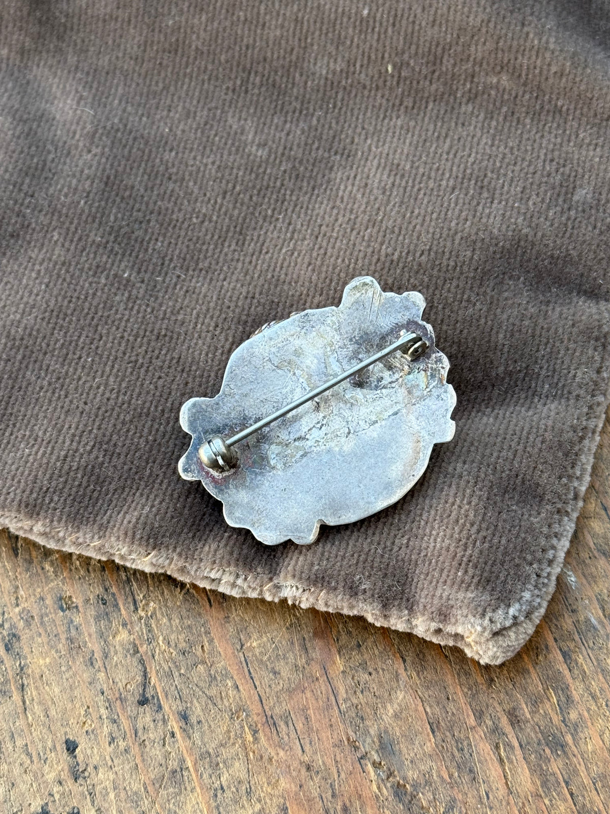 Vintage Sterling Silver Roped Turquoise Pin