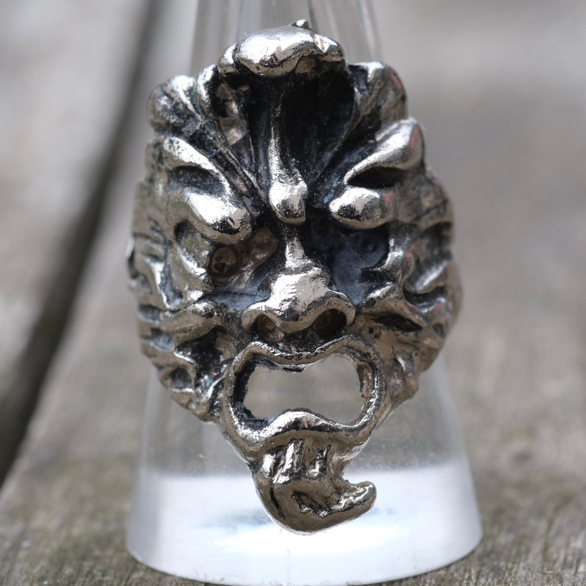 Vintage White Bronze Biker Ring 9
