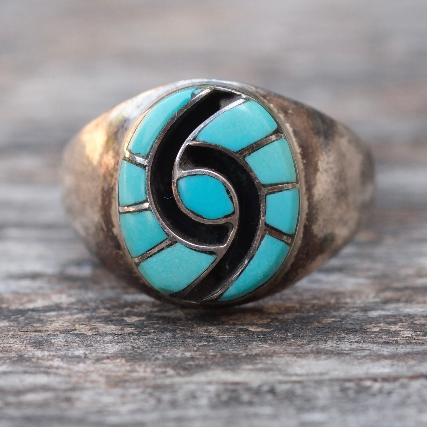 Vintage Sterling Turquoise Inlay Hummingbird Ring 10.25 Amy Quandelacy