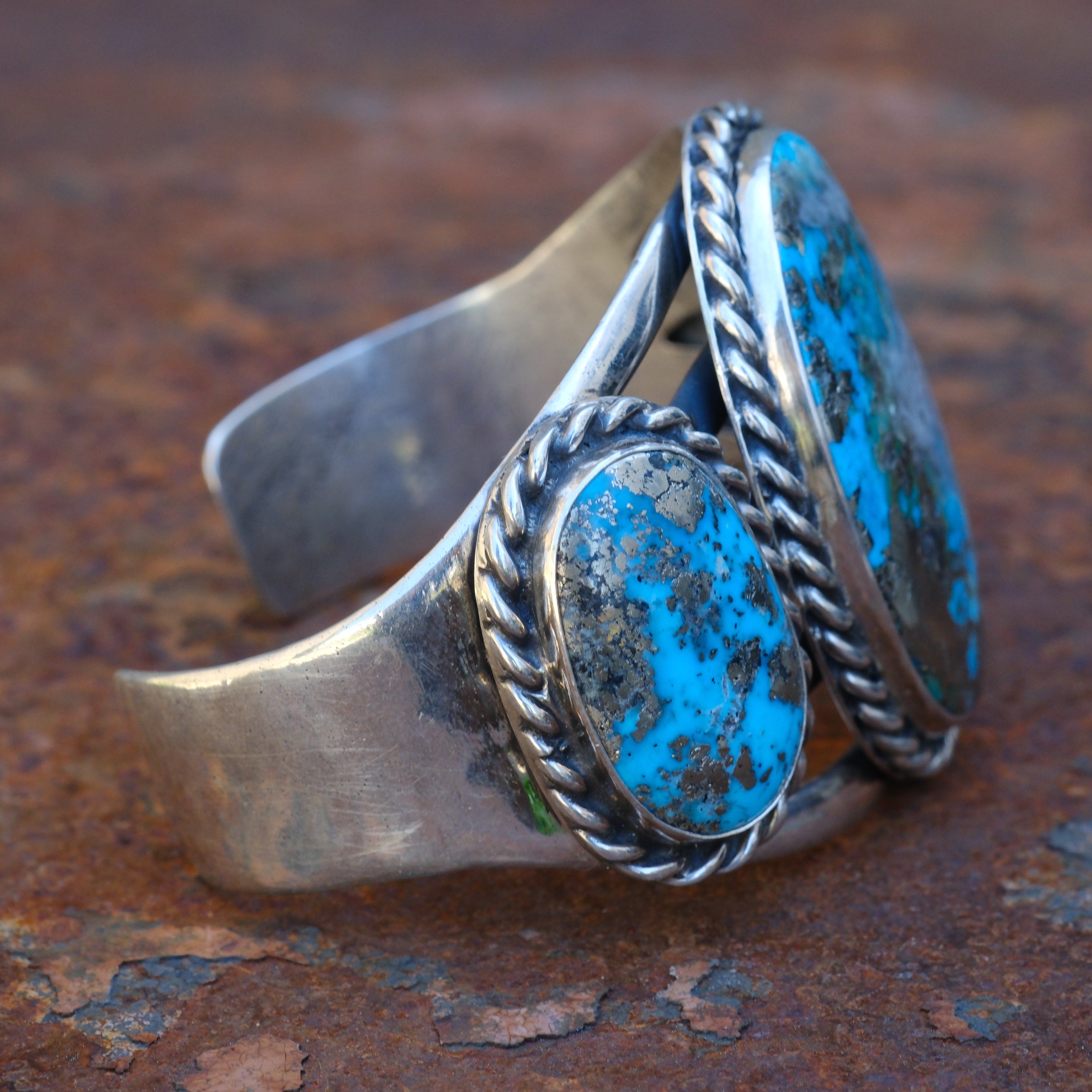 Huge 3-Stone Turquoise Cuff Bracelet