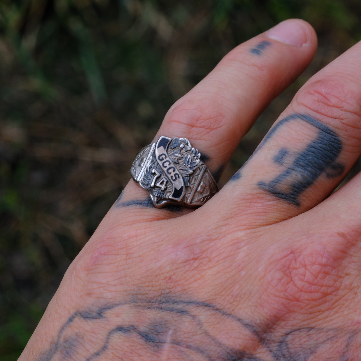 Vintage Sterling 1974 Class Signet Ring 7.5