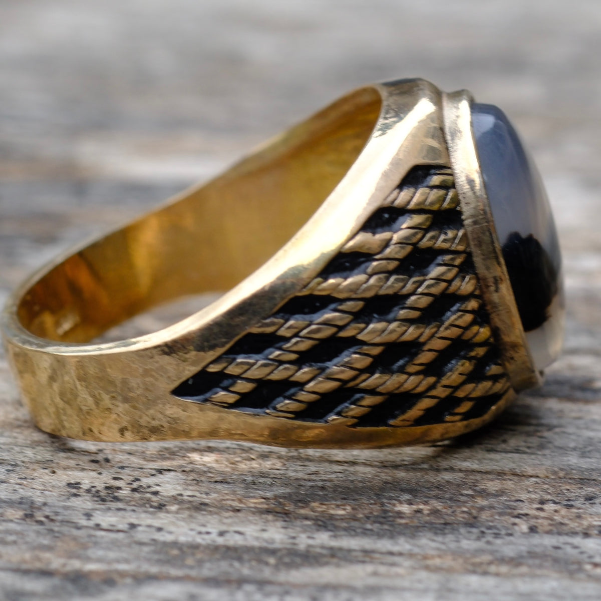 Vintage 10K Gold Filled Agate Signet Ring 13