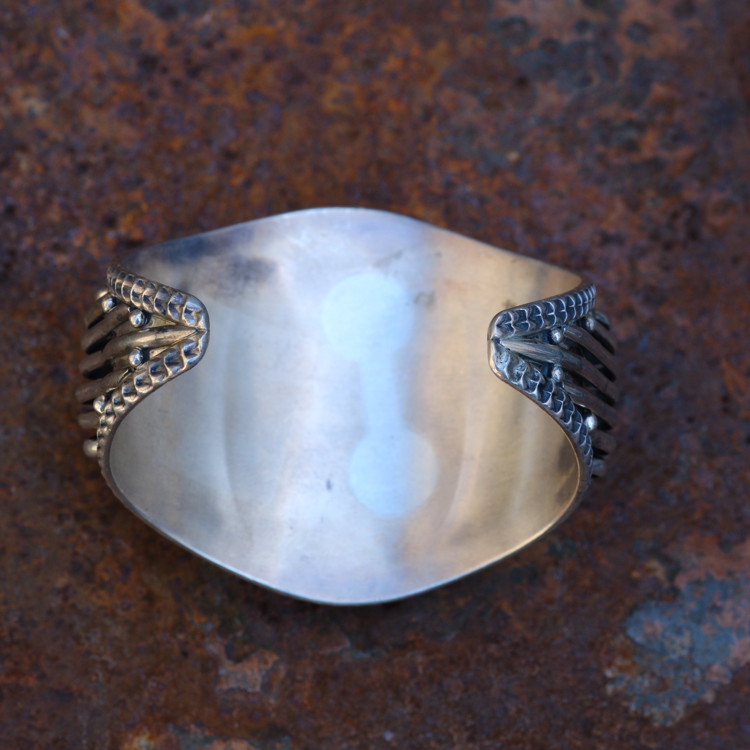 Huge Vintage Sterling Turquoise Inlay Cluster Cuff