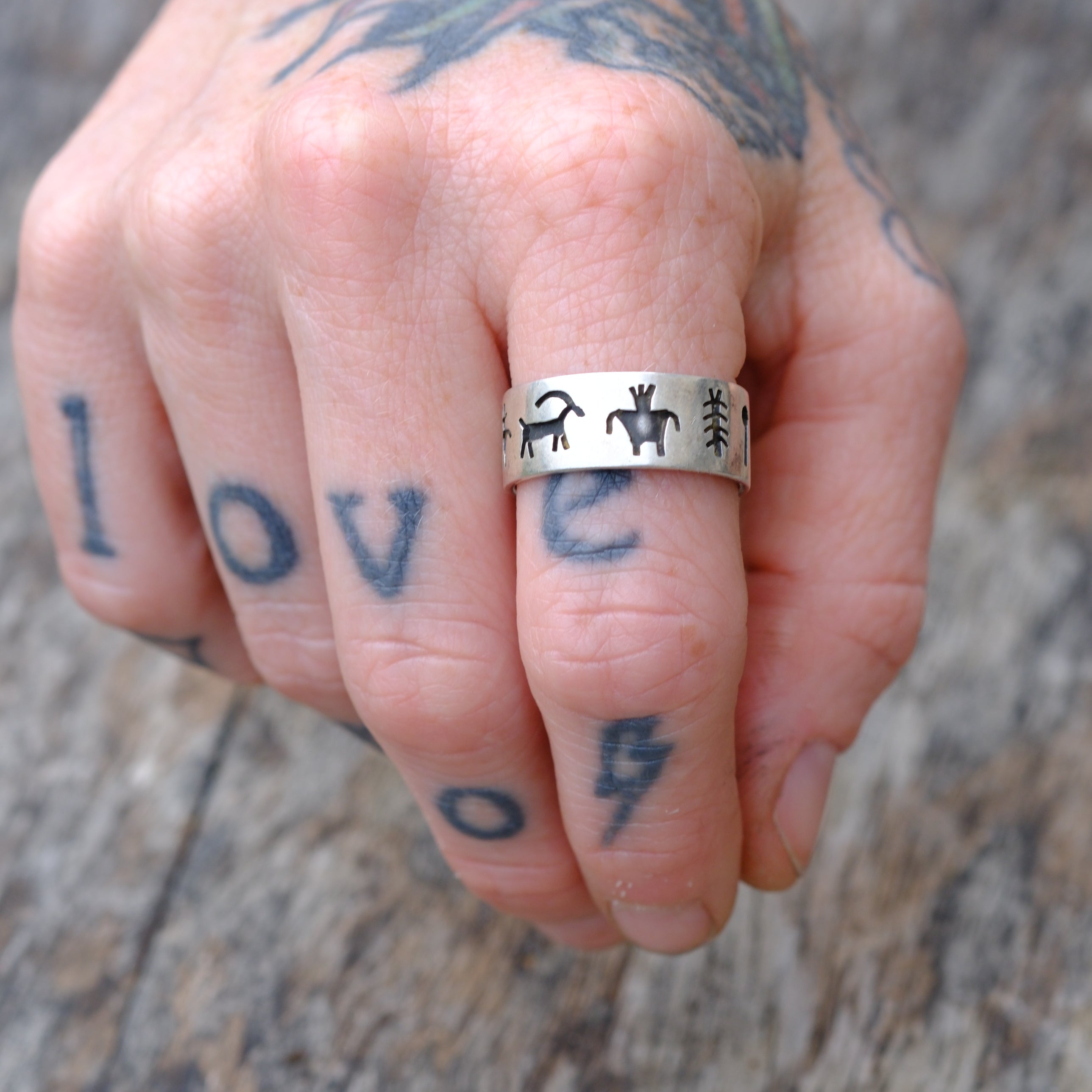 Vintage Sterling Silver Stamped Band 9.75