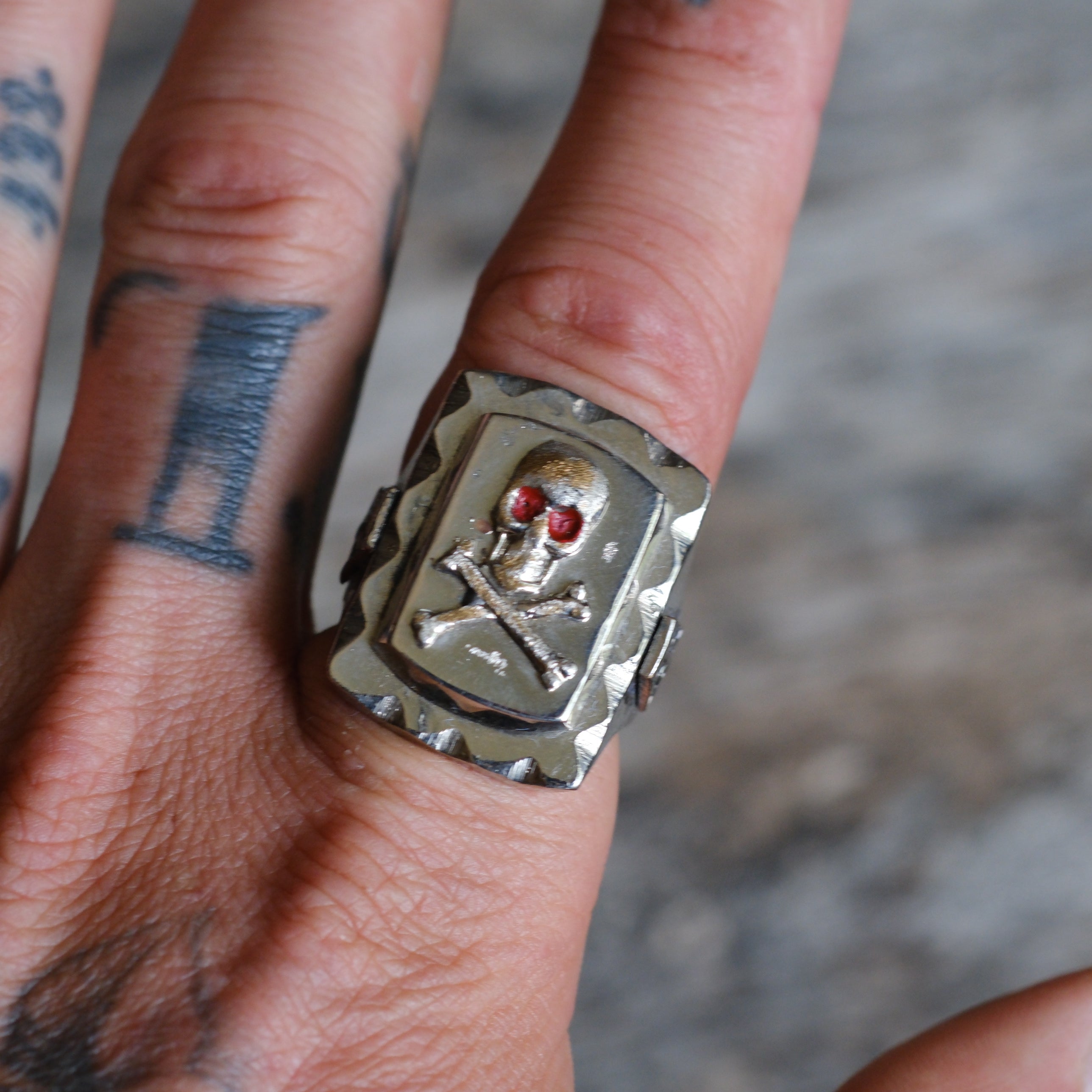 Vintage Mexican Biker Souvenir Skully Ring 10.5
