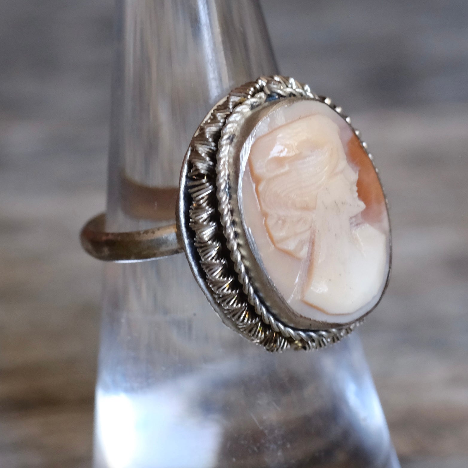 Vintage Sterling Carved Cameo Ring 7