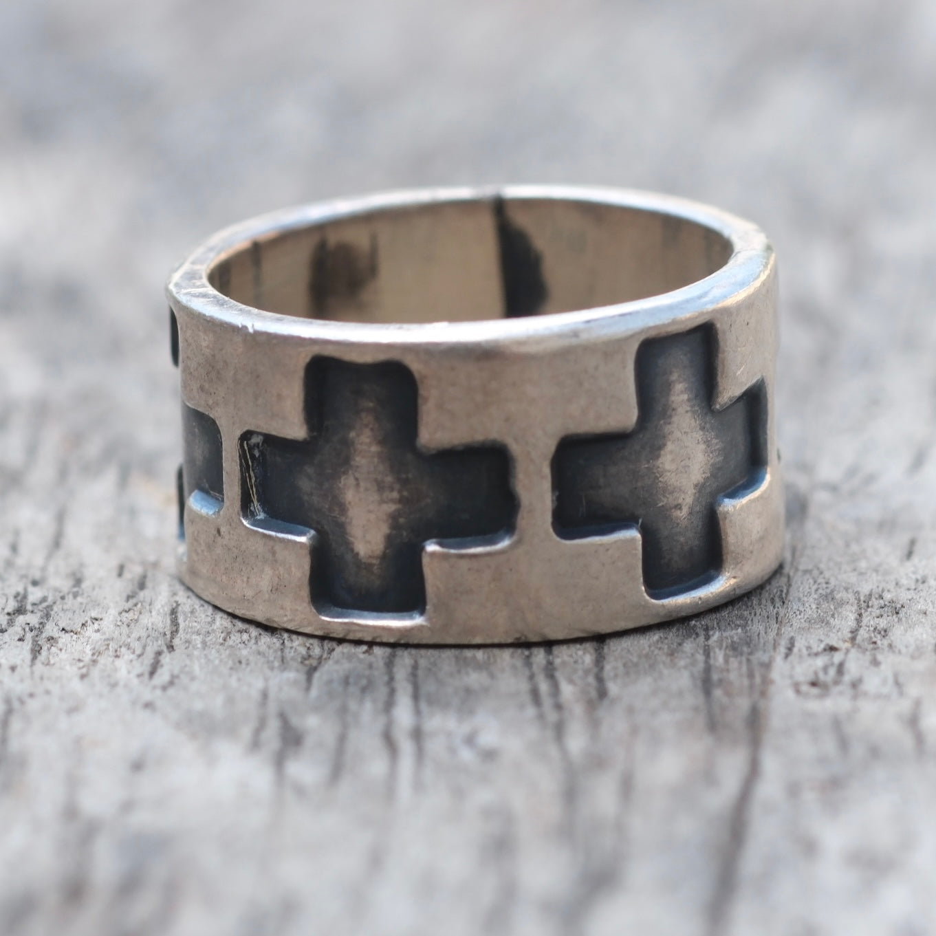 Vintage Sterling Silver Cross Band Ring 5.75