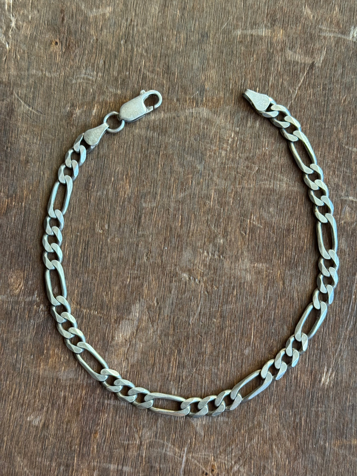 Vintage Sterling Silver 9” Figaro Chain Bracelet