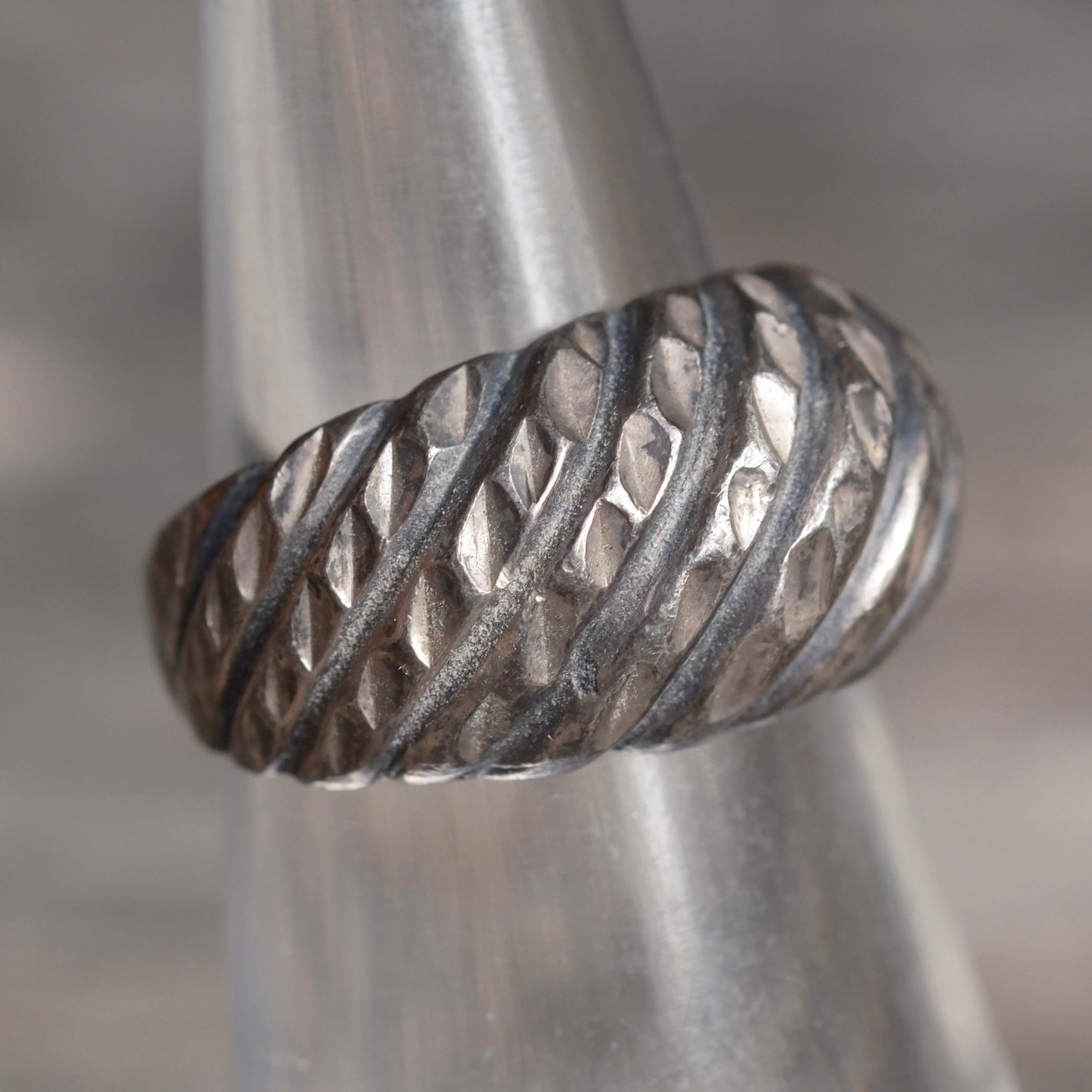 Vintage Sterling Silver Modernist Ring 4.75