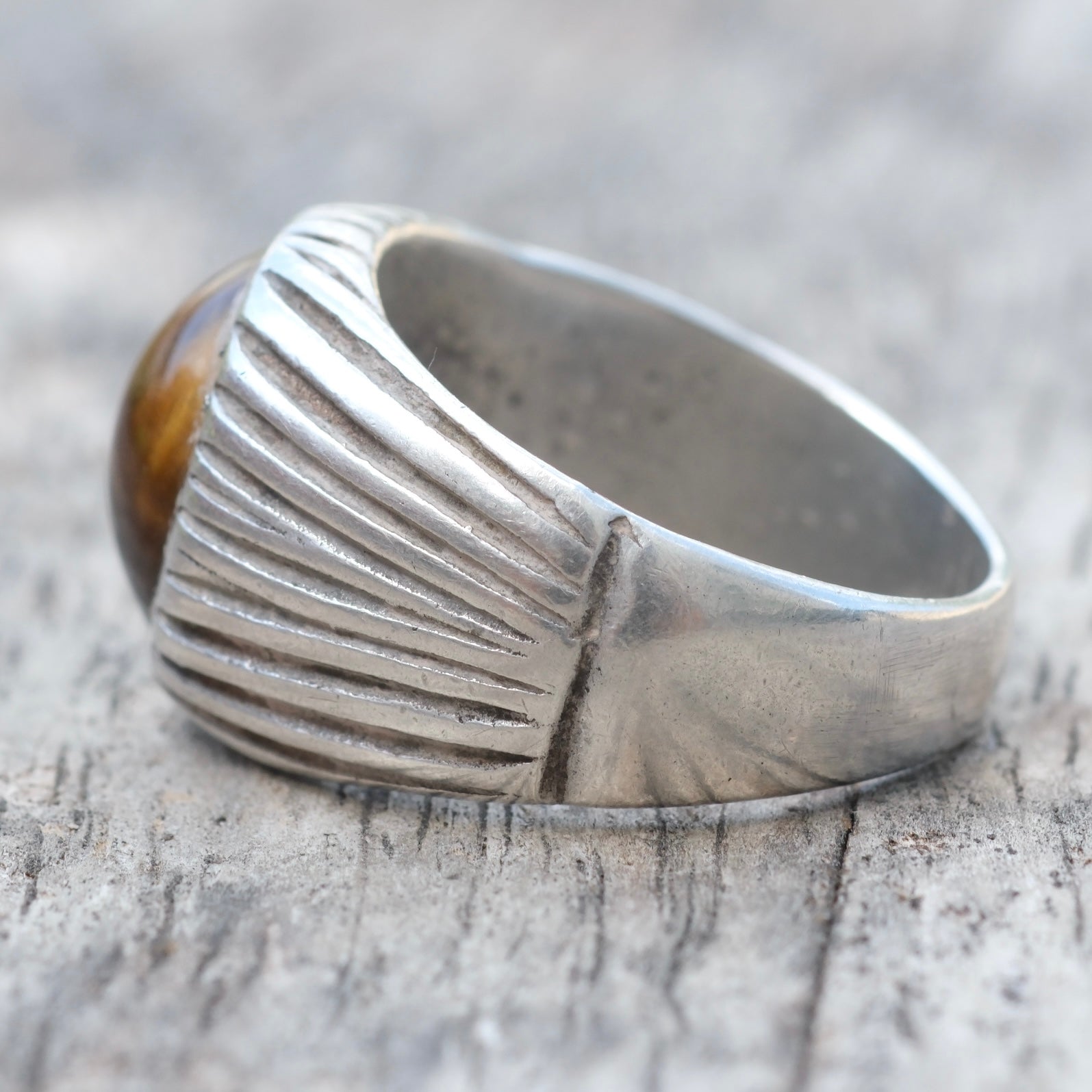 Vintage Sterling Tigers Eye Ring 9.5
