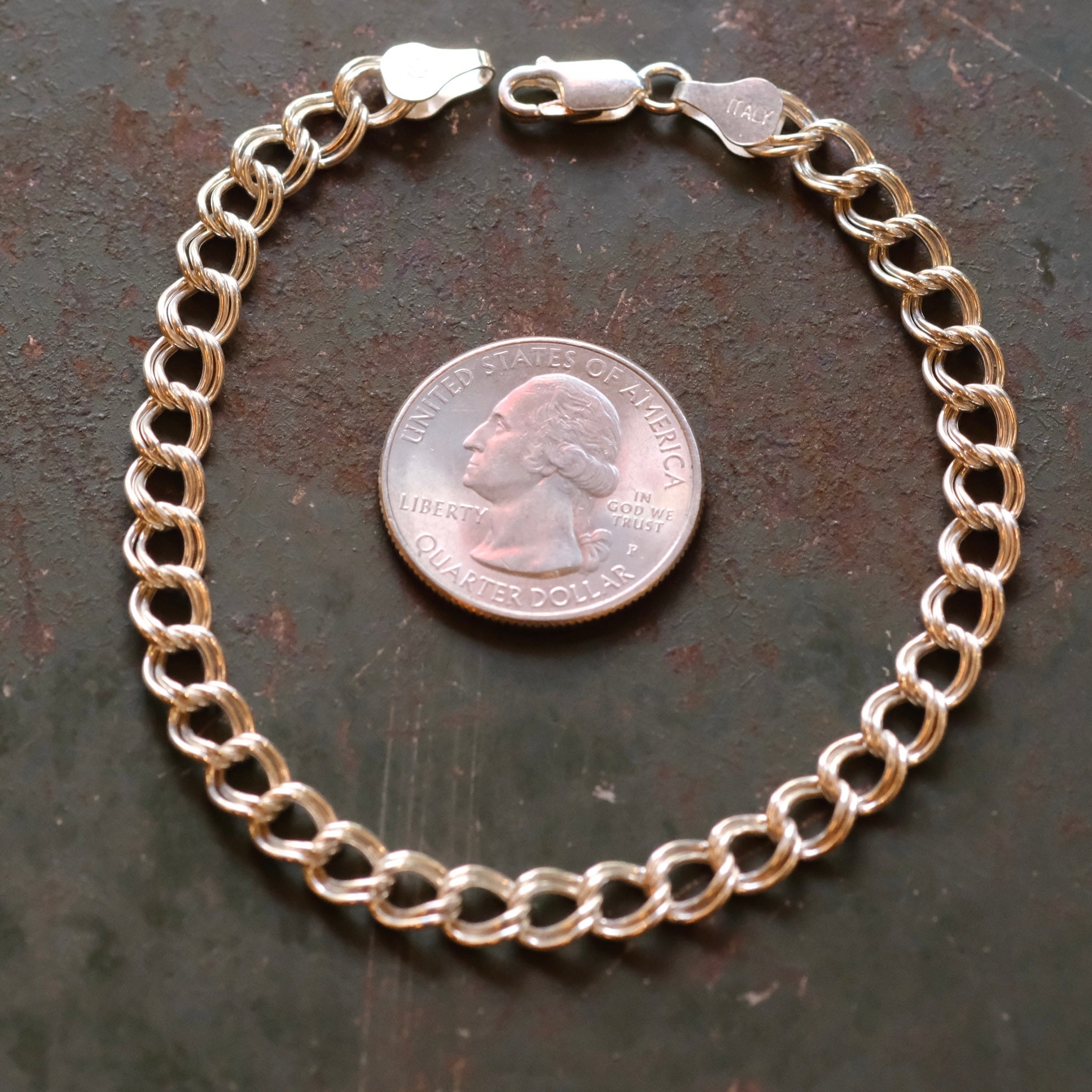 Vintage Sterling Double Curb Chain Bracelet