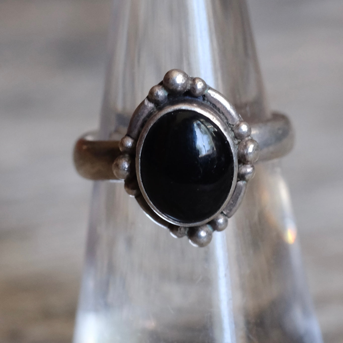 Vintage Sterling Onyx Ring 5.75