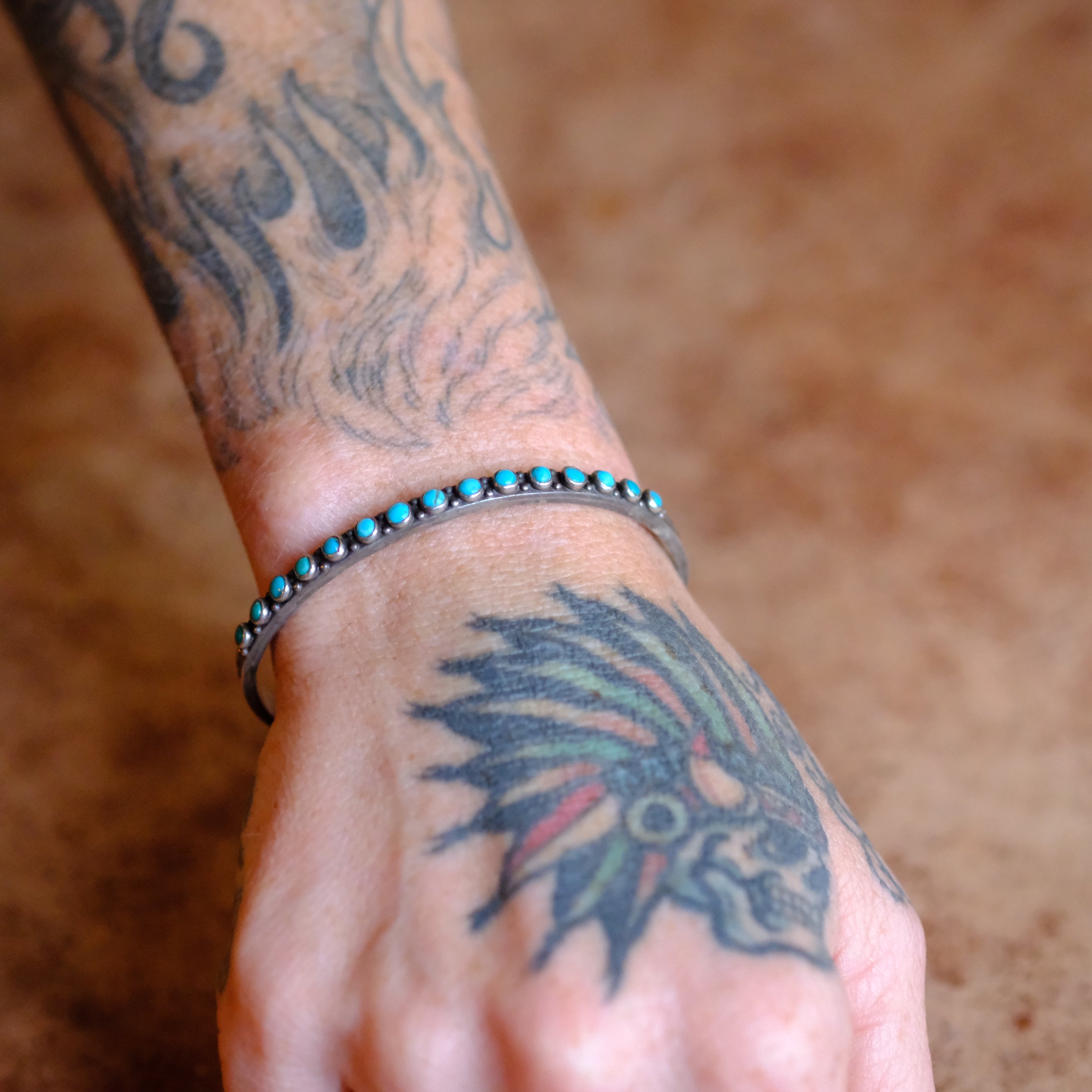 Vintage Sterling Snake Eye Turquoise Cuff Bracelet