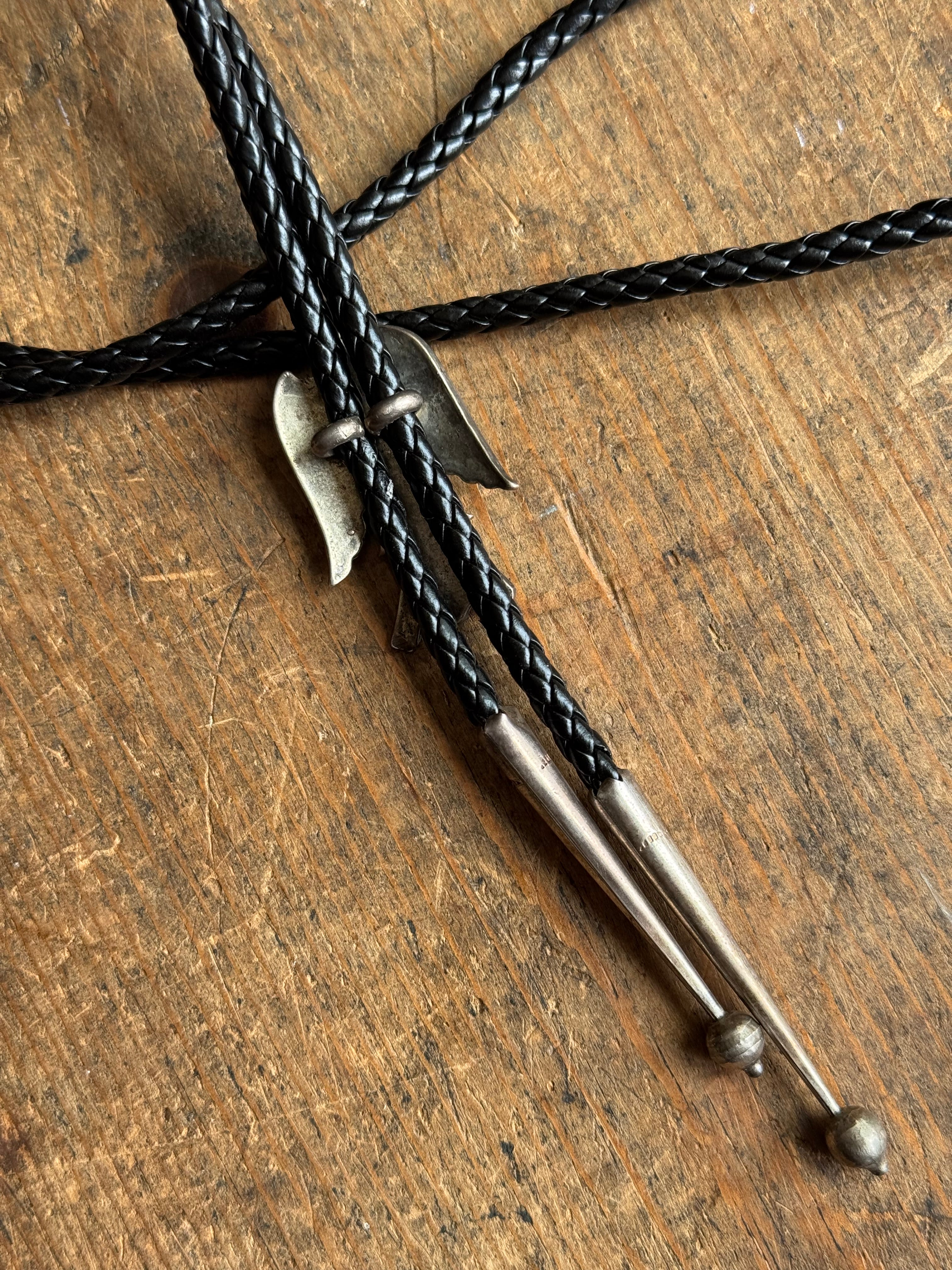 Vintage Sterling Silver Turquoise Inlay Eagle Bolo