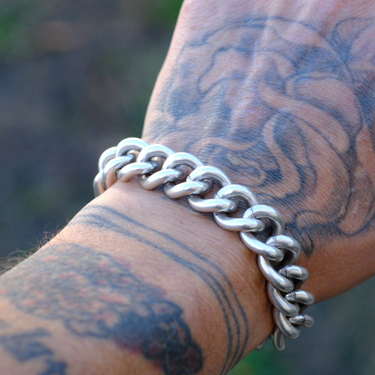 HEAVY Vintage Sterling Link Chain Bracelet