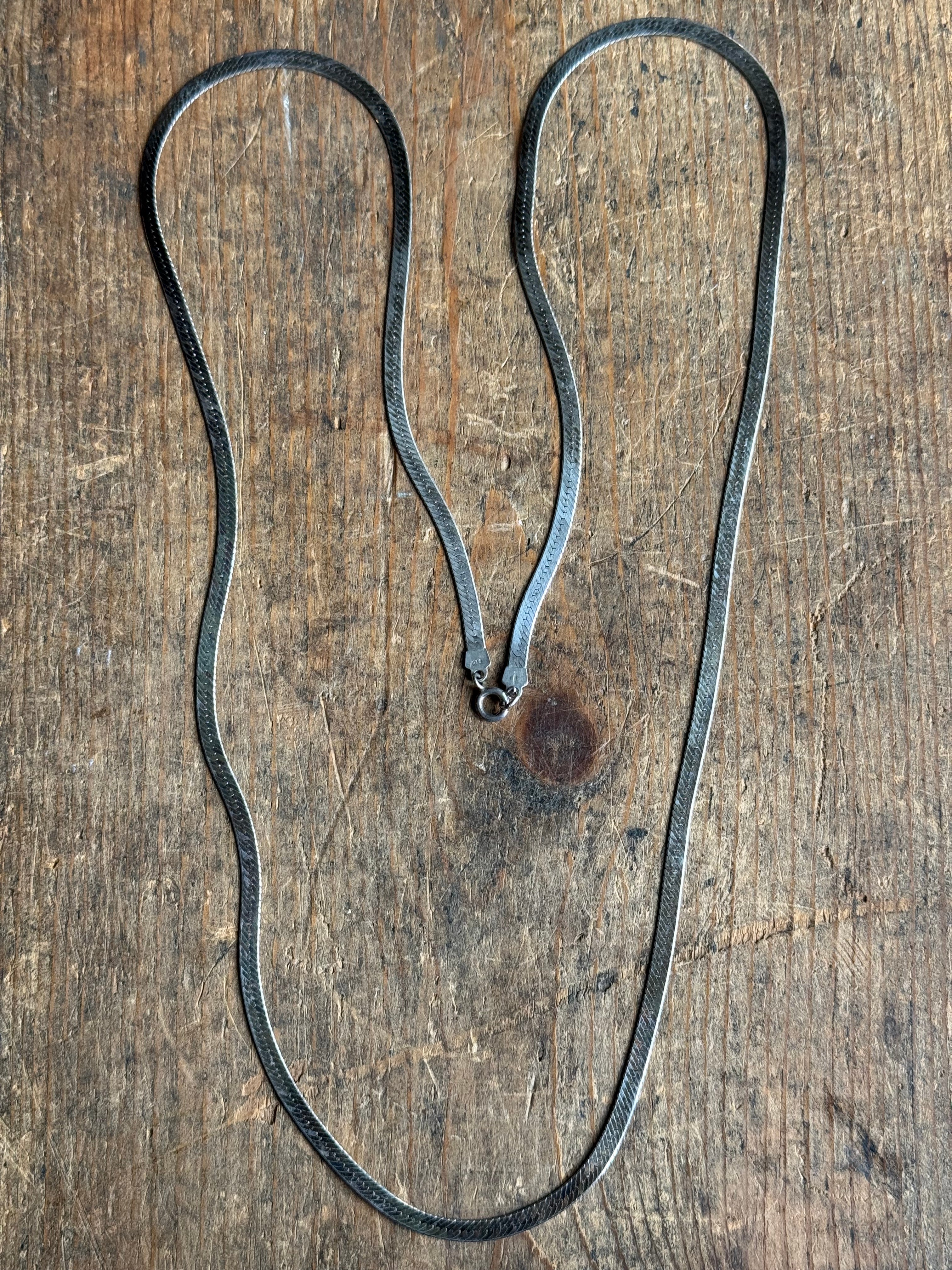 Vintage Sterling Silver 30” Herringbone Chain