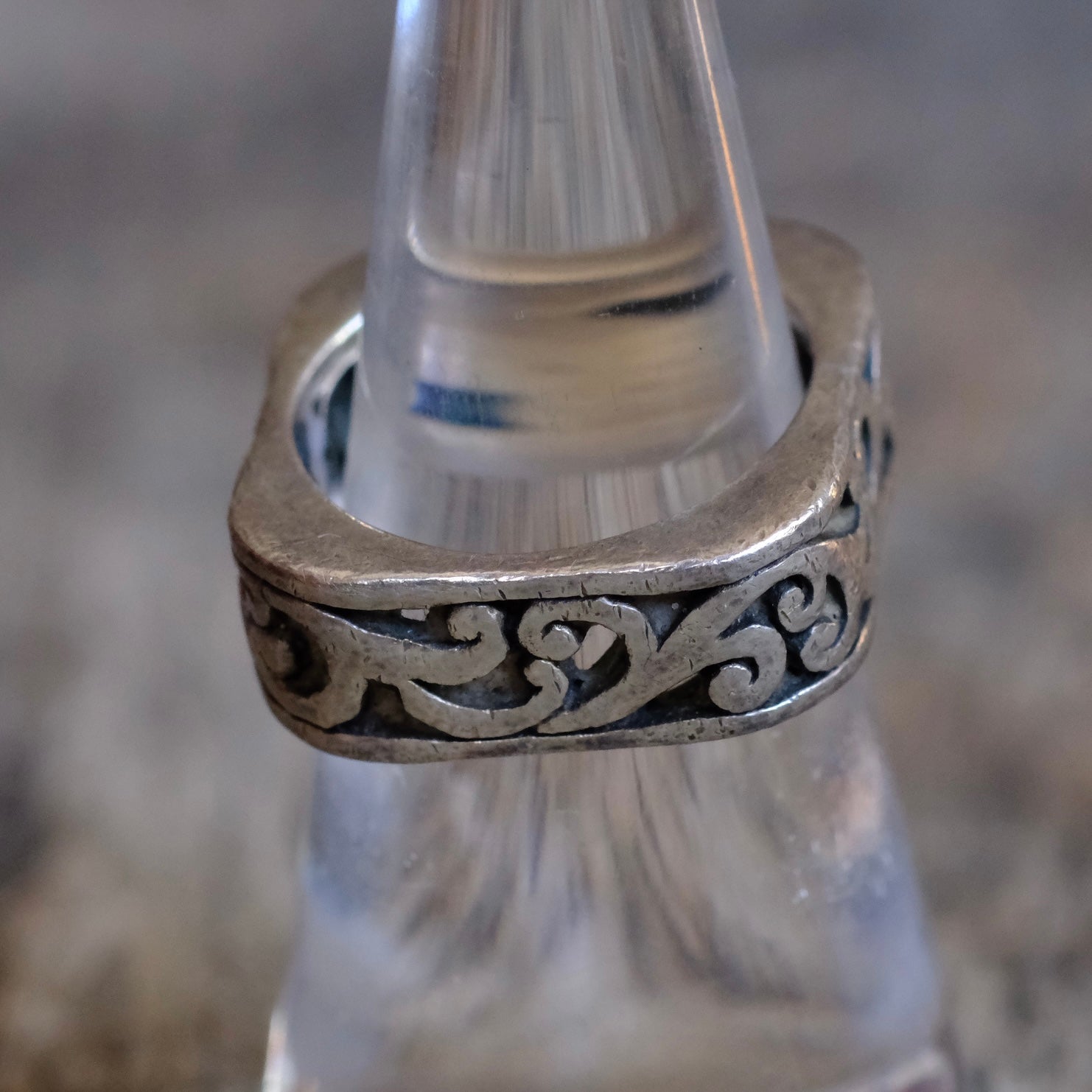 Vintage Sterling Square Scroll Ring 7