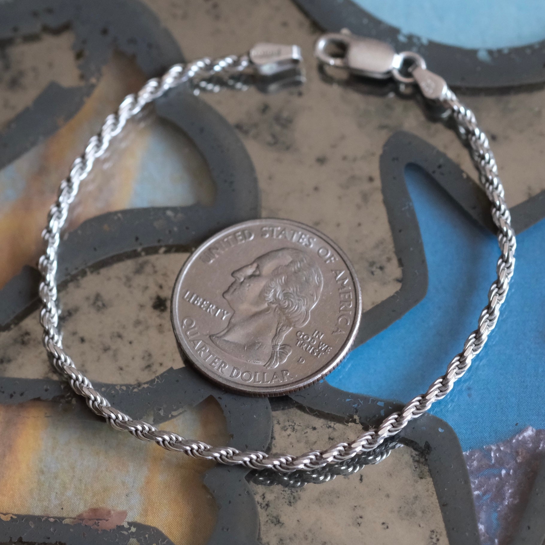 Vintage Sterling Twisted Chain Bracelet 7"
