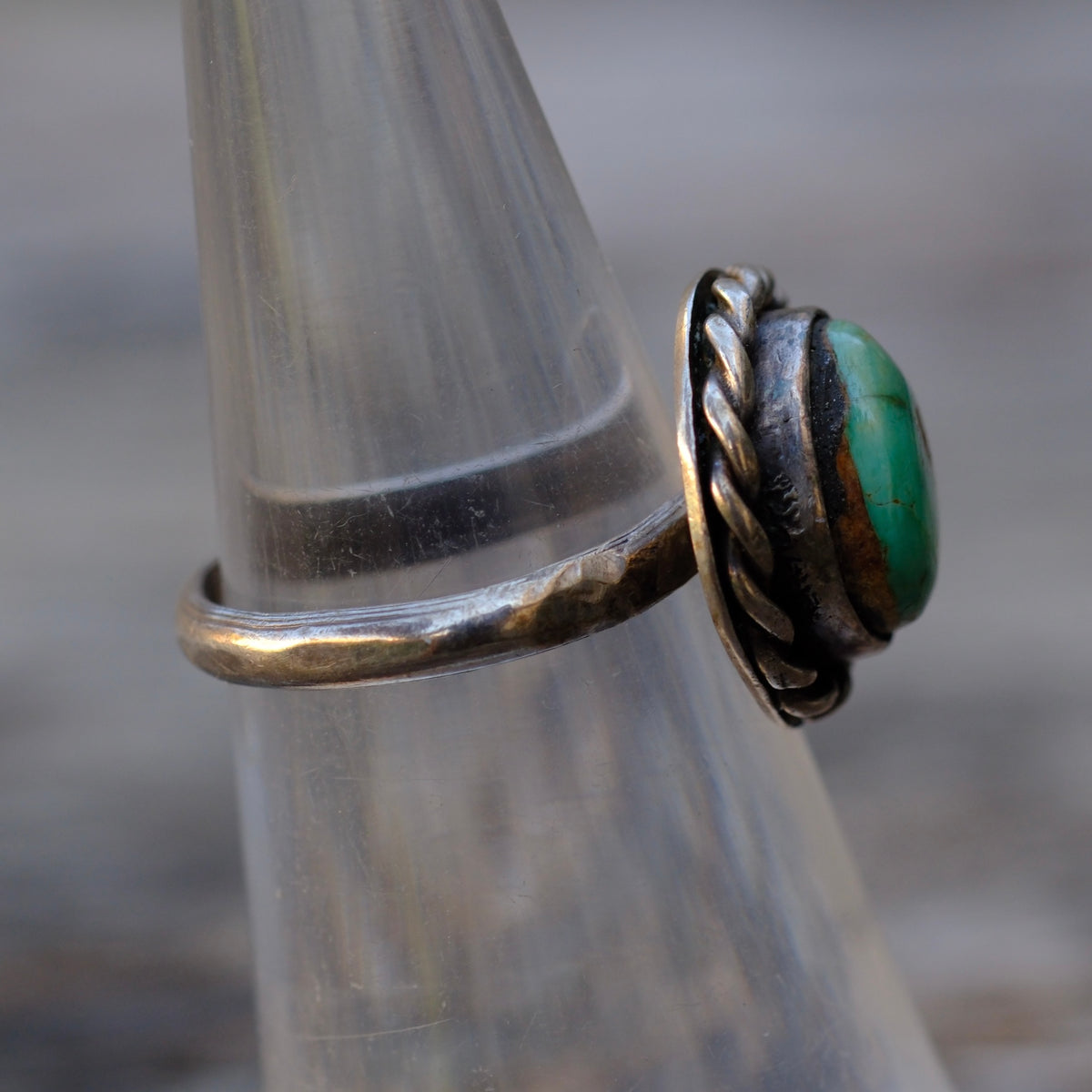 Vintage Sterling Turquoise Roper Ring 4.75