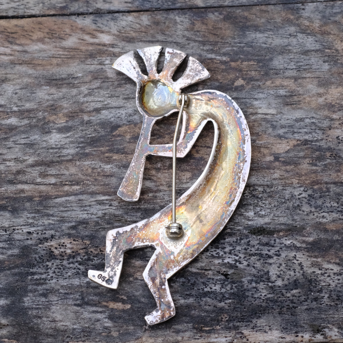 Huge Vintage Sterling Silver Kokopelli Pin