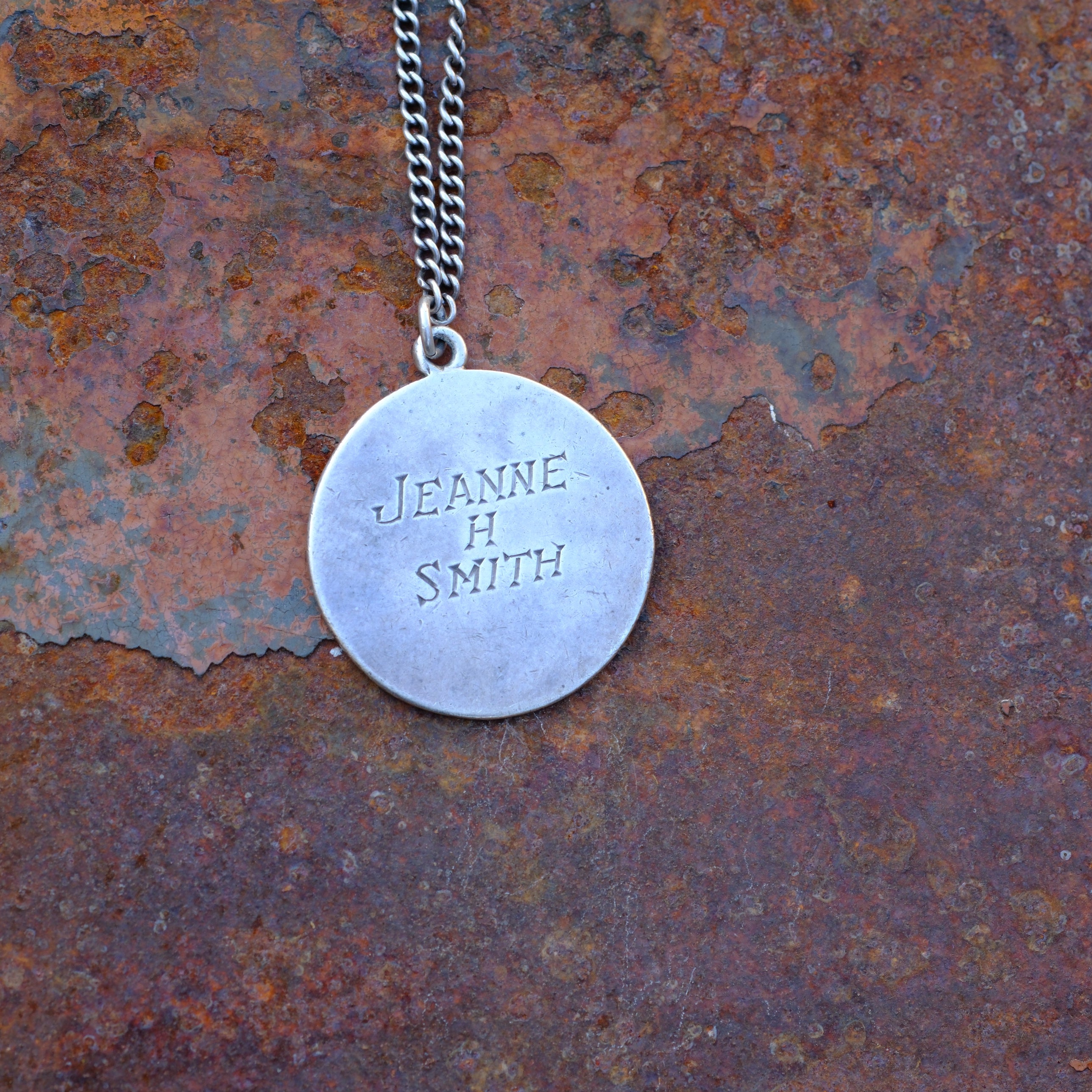 Vintage Sterling Silver Engraved Medallion Necklace