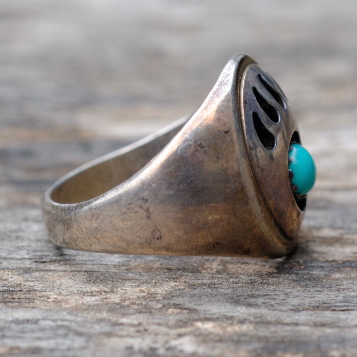 Vintage Sterling Turquoise Bear Paw Ring 10