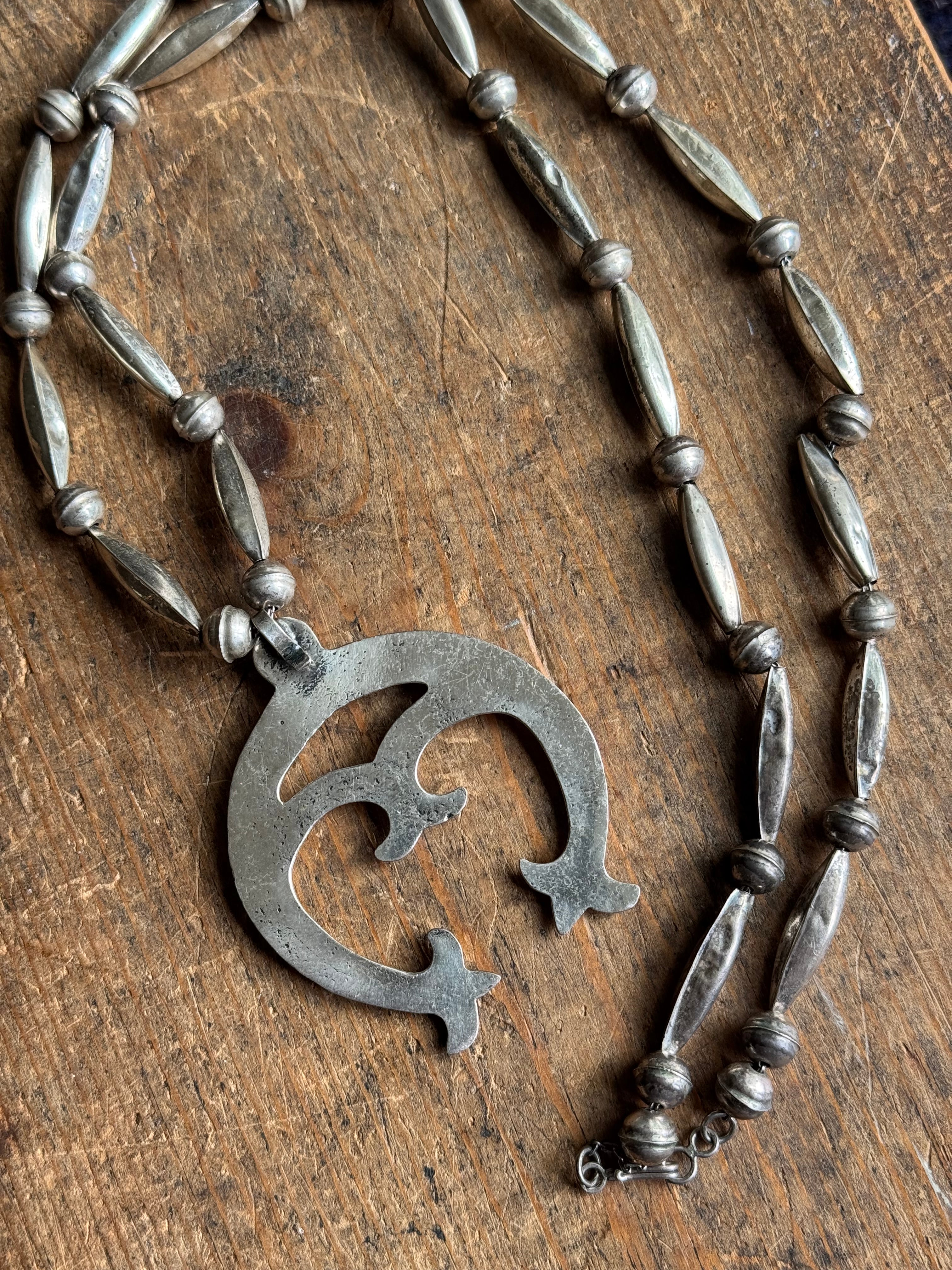 Vintage Sterling Silver Beaded Naja Necklace