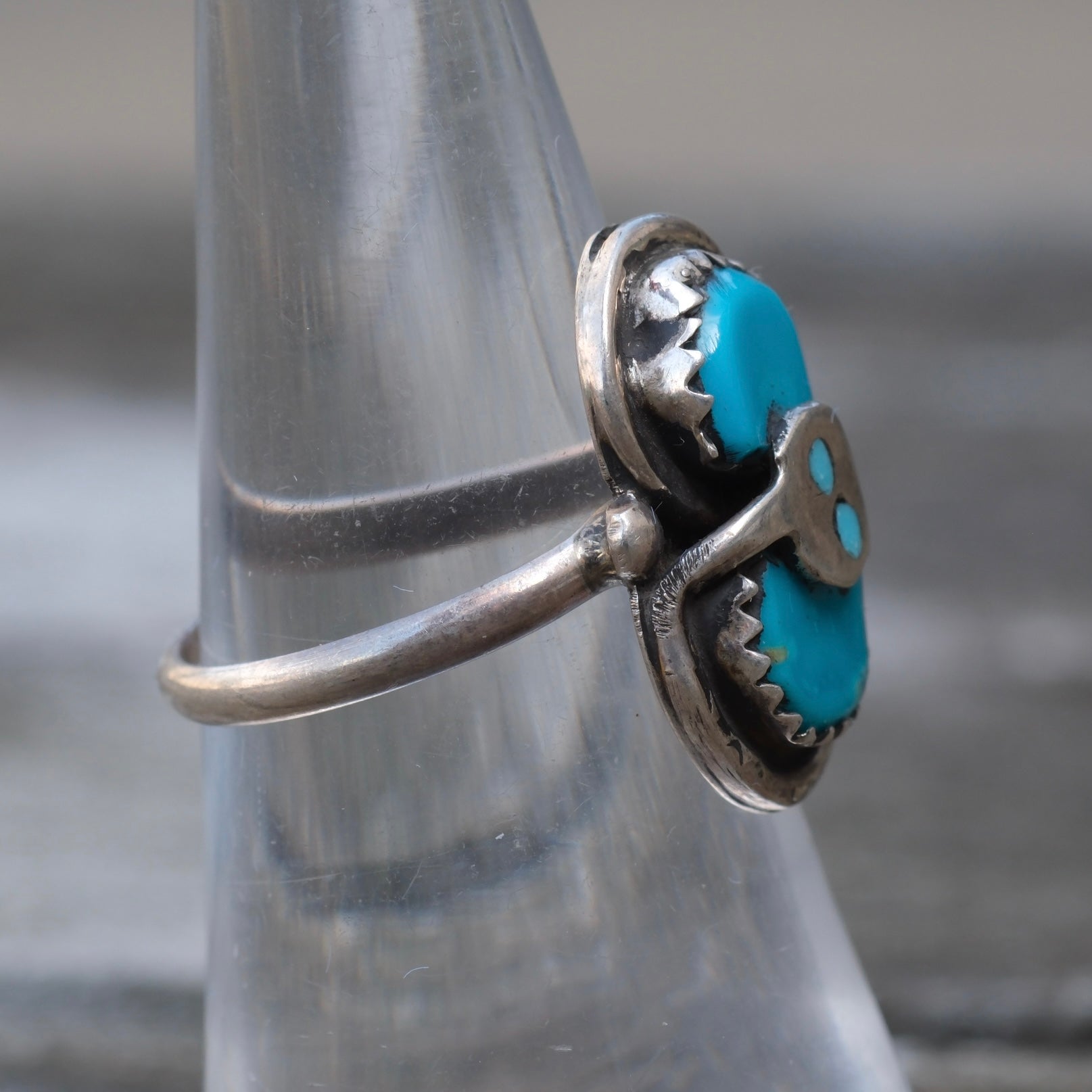 Vintage Sterling Effie Turquoise Snake Ring 6.75