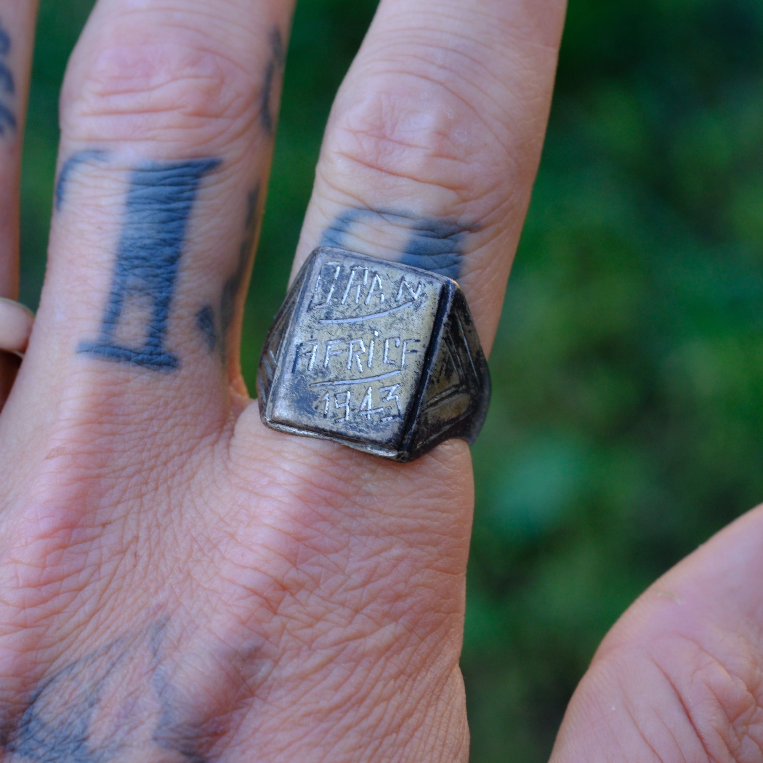 Vintage Sterling WWII Signet Ring 10
