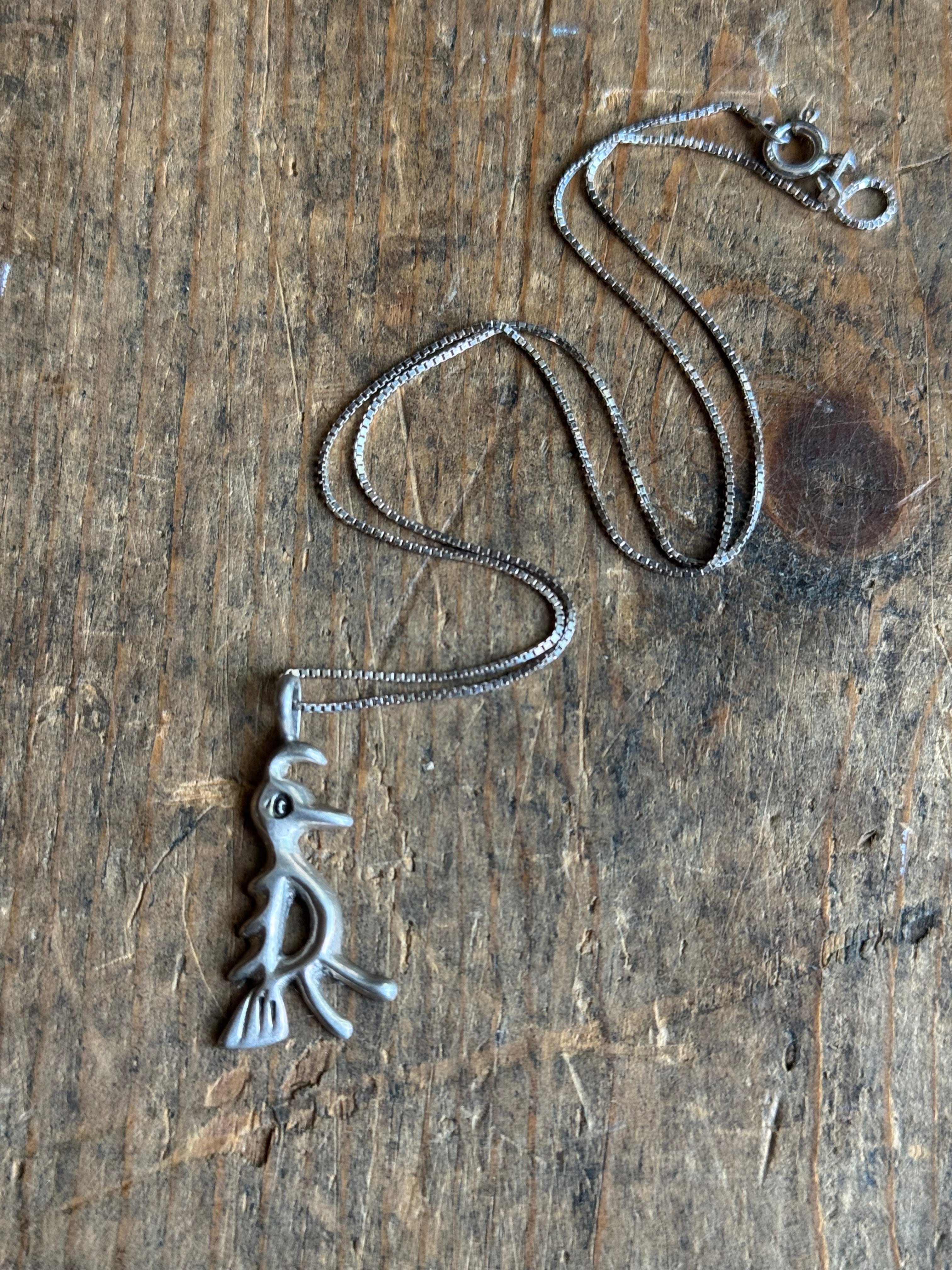 Vintage Sterling Silver Sandcast Partridge Necklace