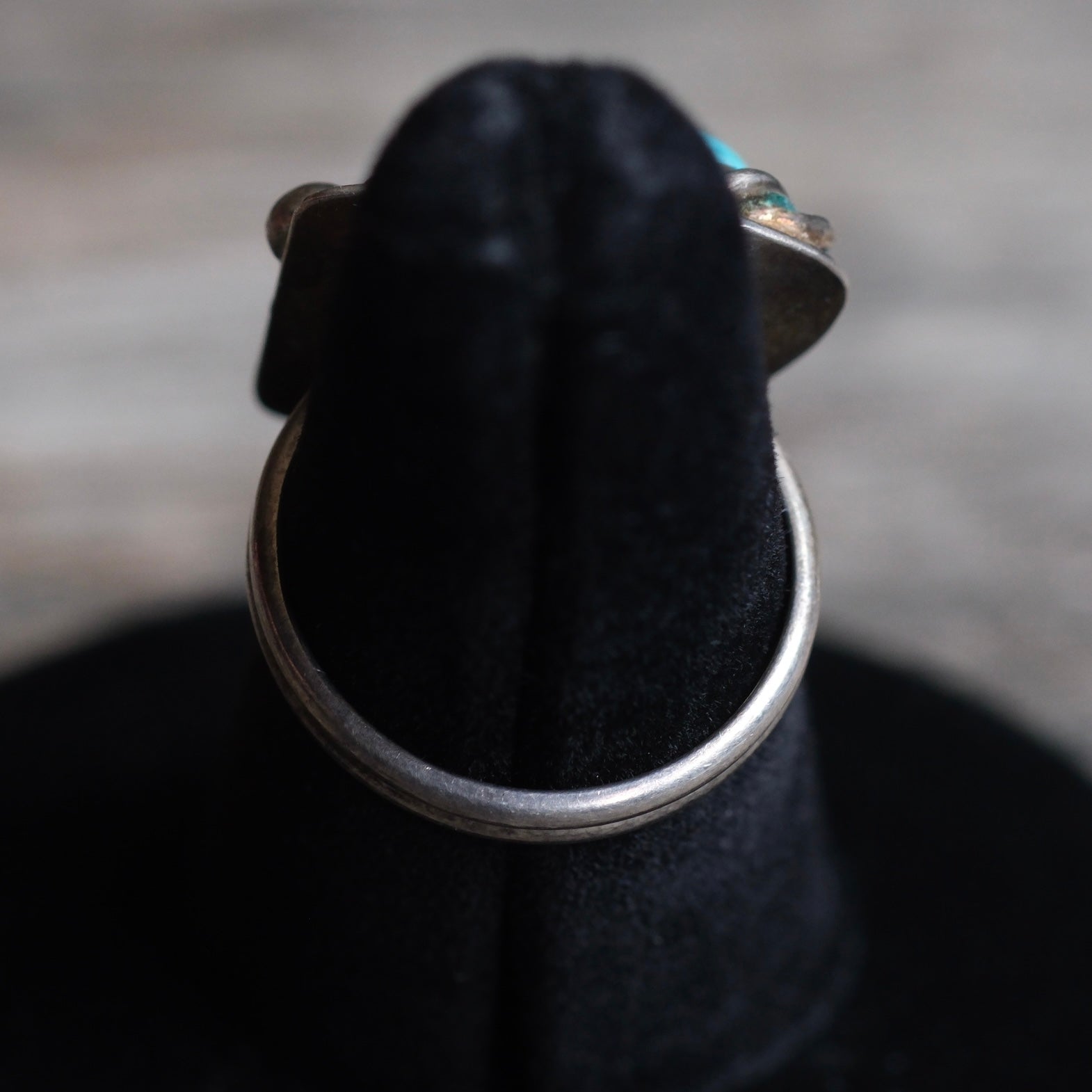 Vintage Sterling Turquoise Roper Ring 5.75