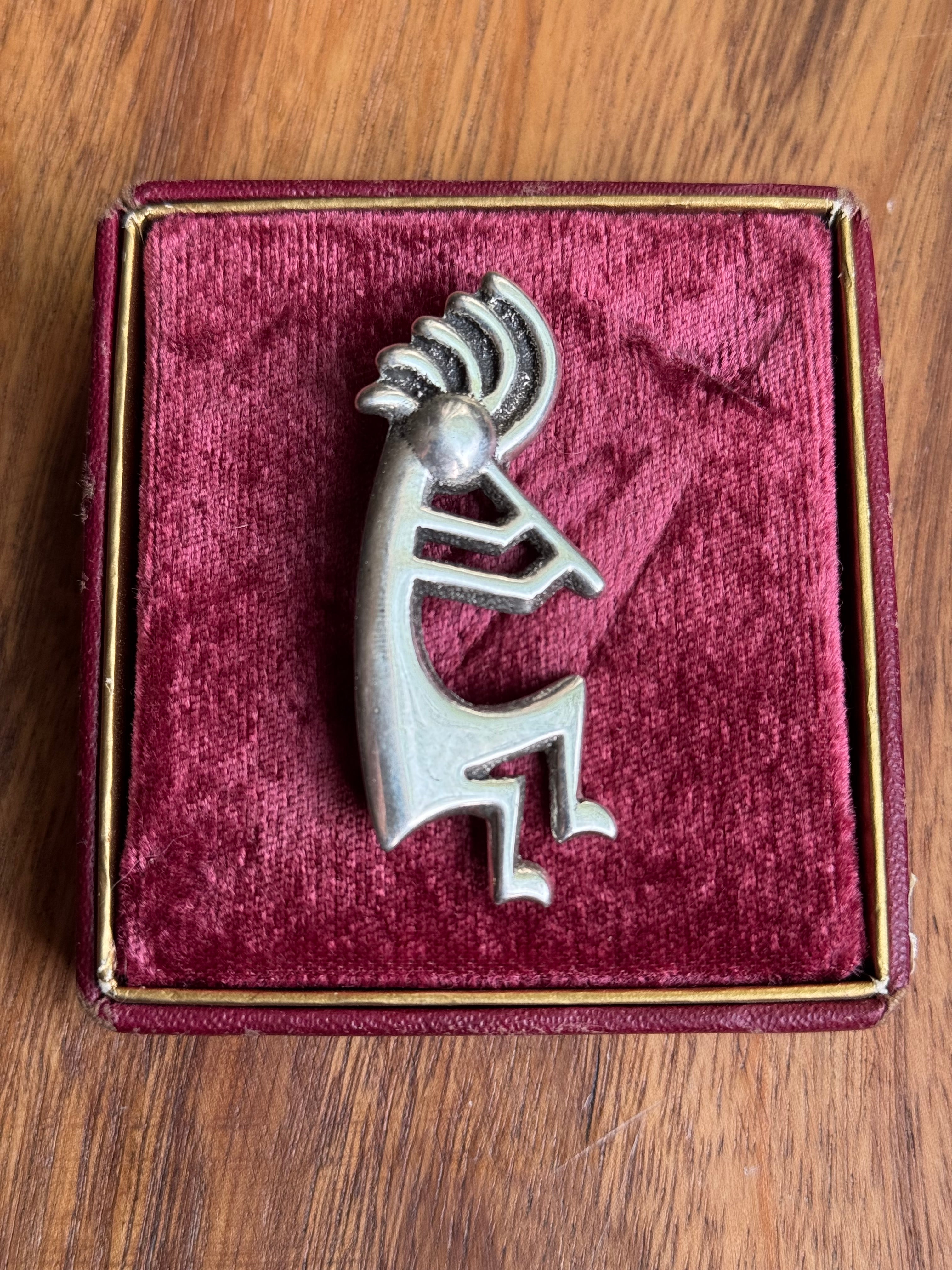 Vintage Sterling Silver Sandcast Kokopelli Pin/Pendant