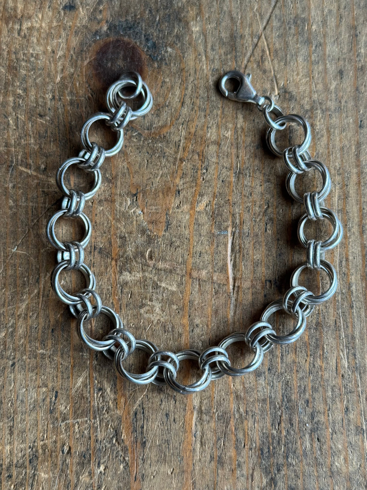 Vintage Sterling Silver Double Link Chain Bracelet