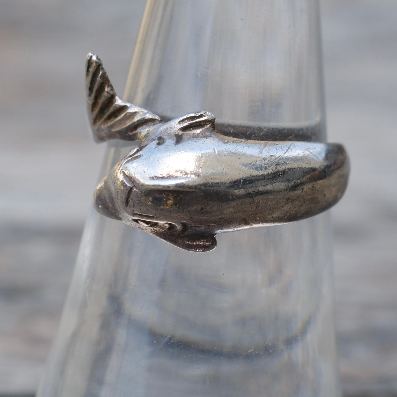 Vintage Sterling Dolphin Ring 6.25