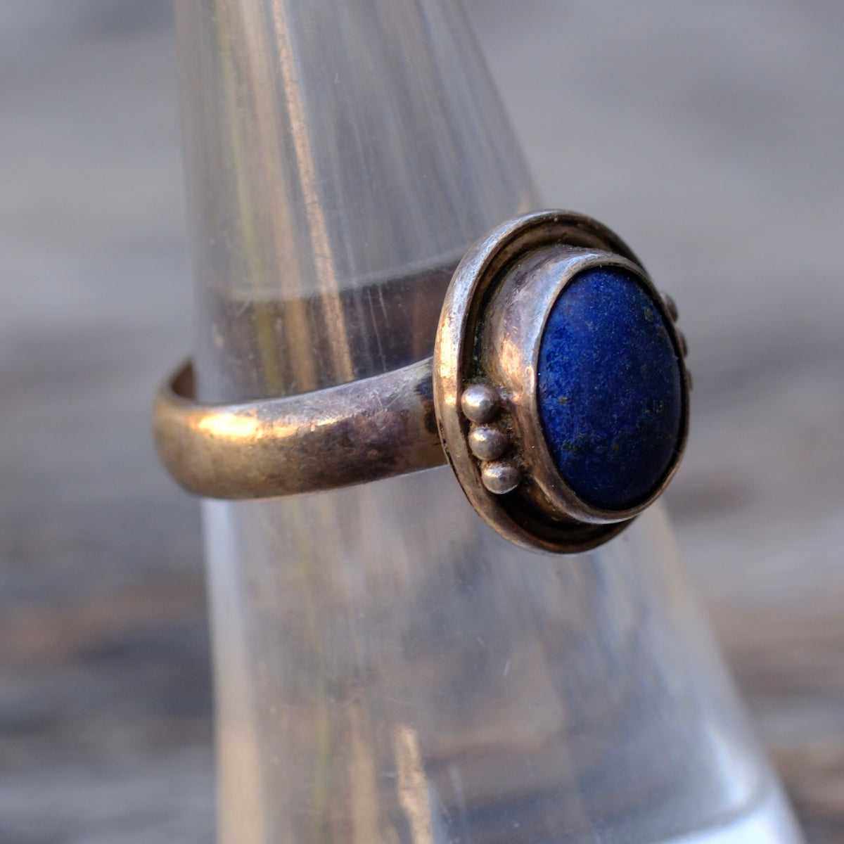 Vintage Sterling Lapis Ring 6.5