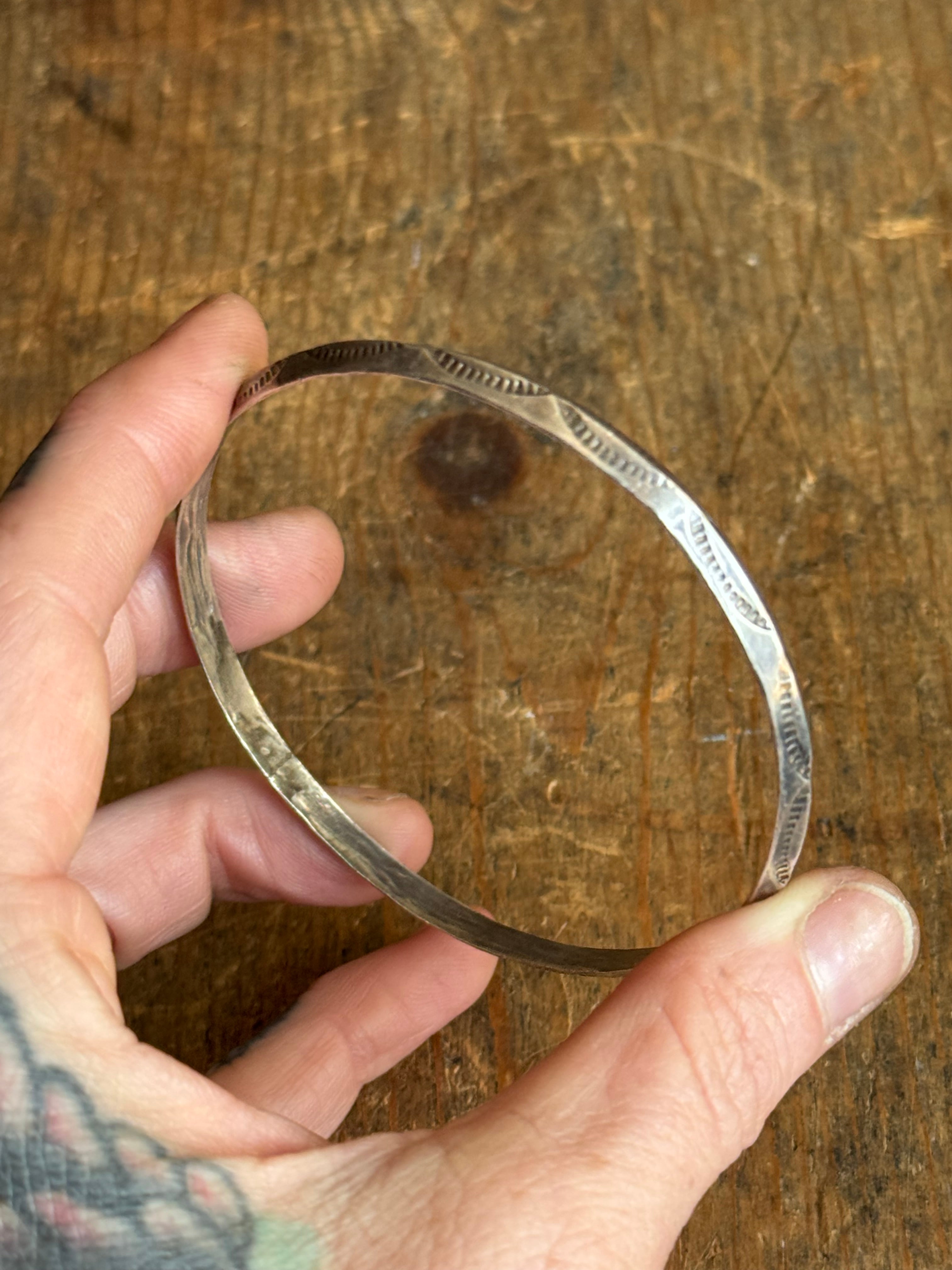 Vintage Sterling Silver Triangle Stamped Bangle