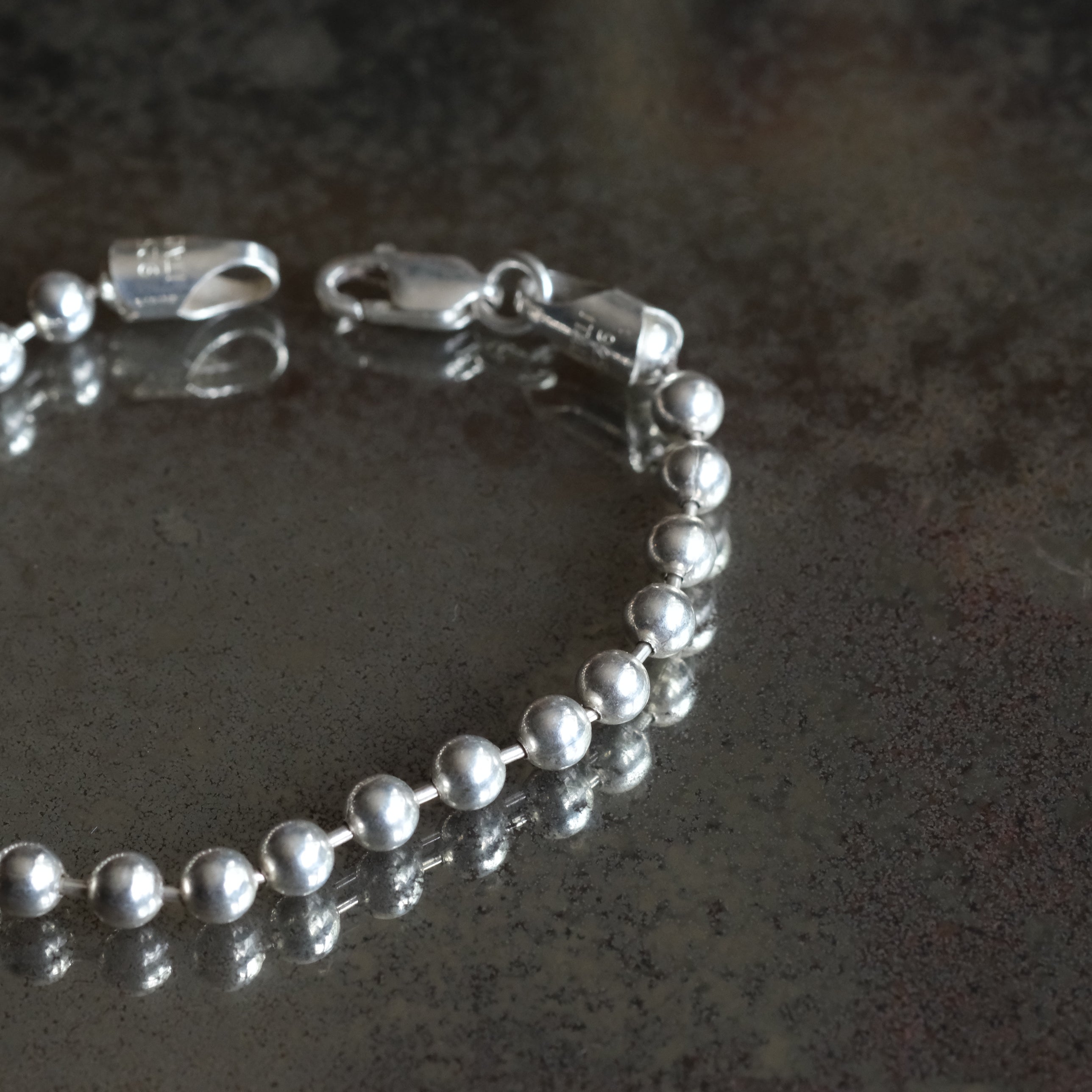 Vintage Sterling Silver Ball Chain Bracelet 7"