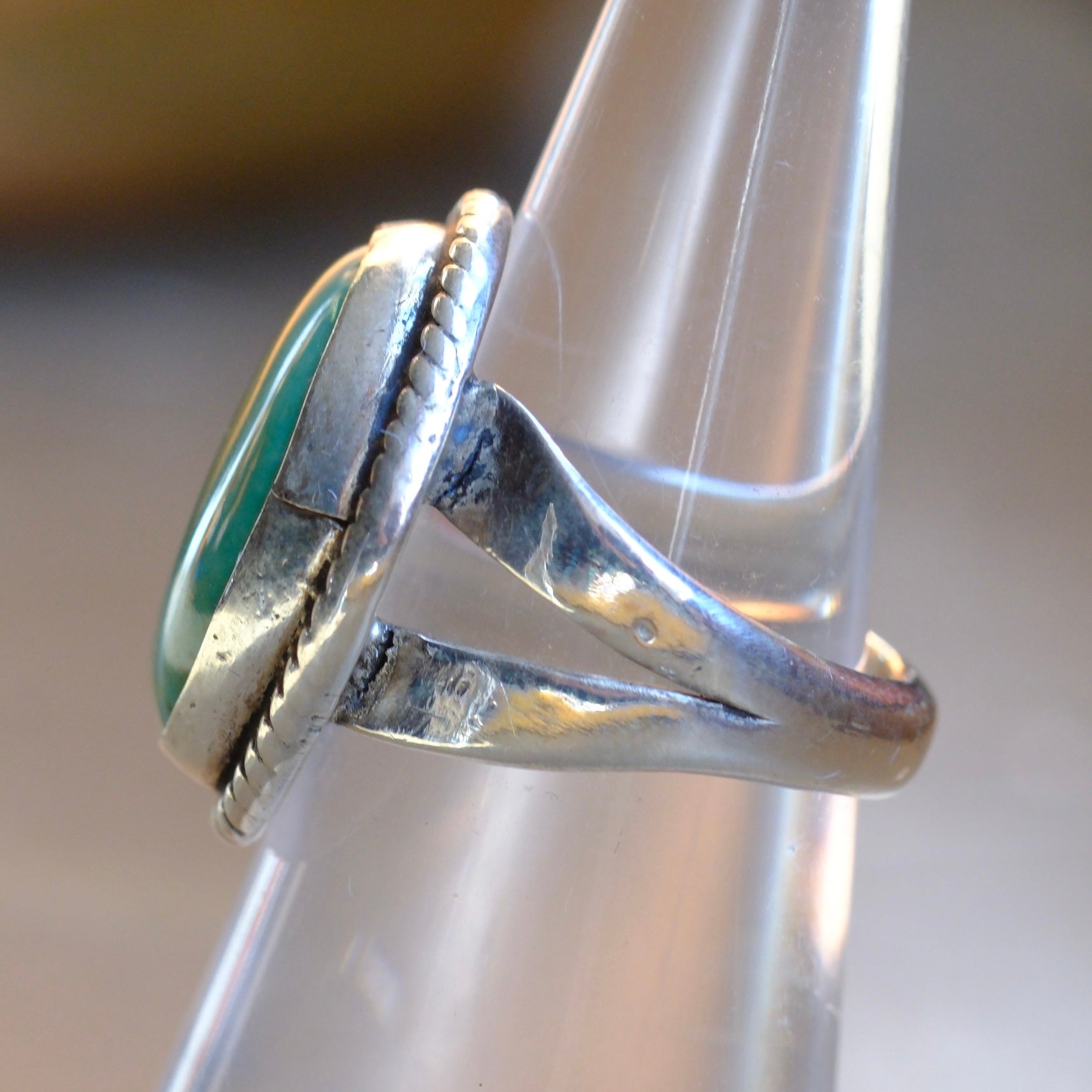 Vintage Sterling Turquoise Roper Ring 5.75