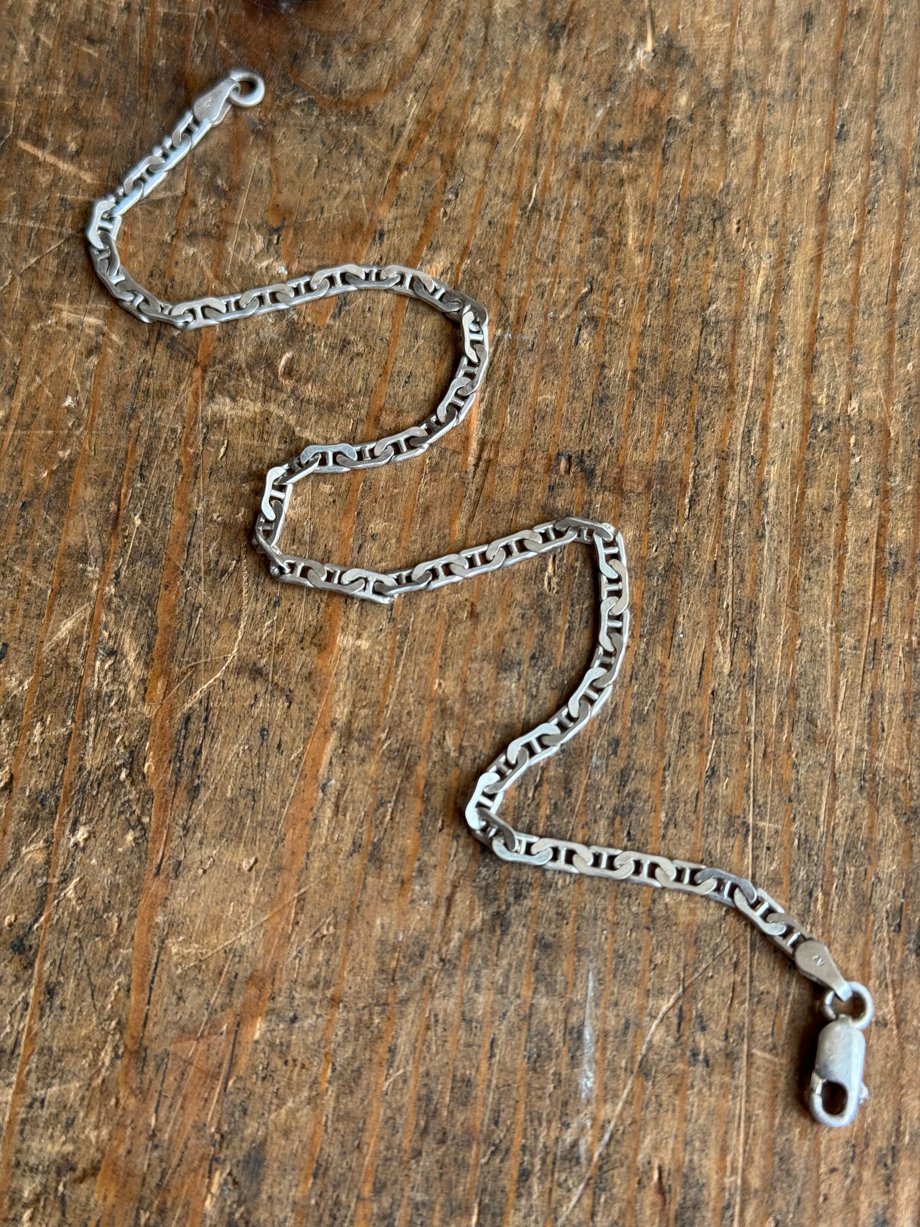 Vintage Sterling Silver 9.25” Mariner Link Chain Bracelet
