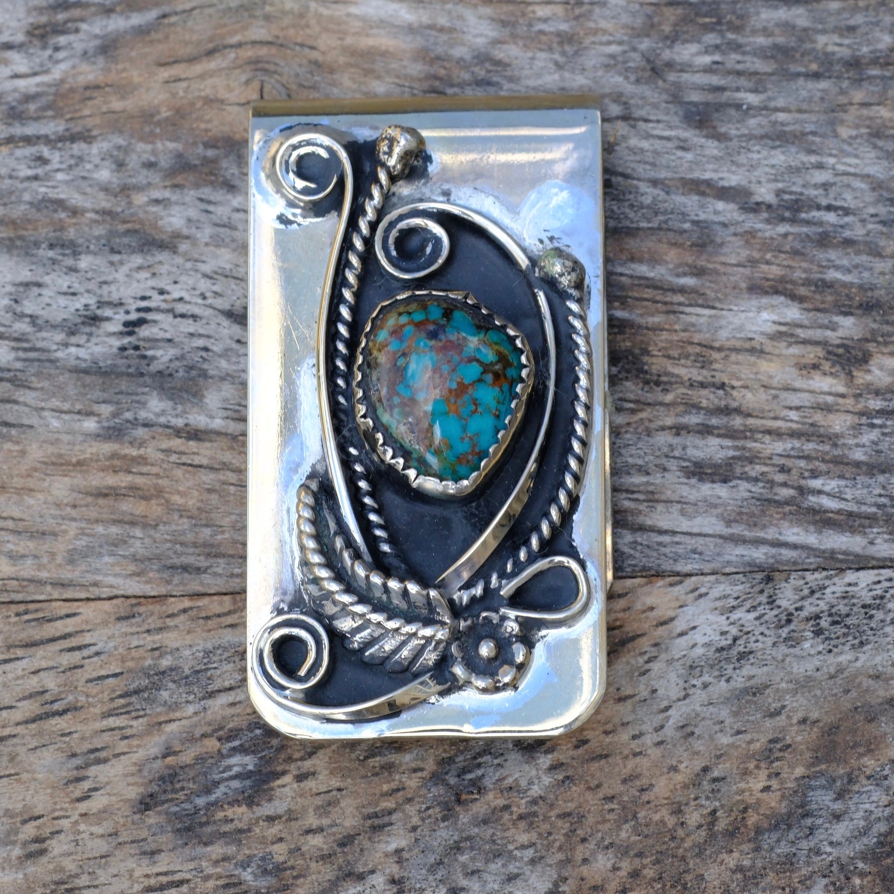 Vintage Turquoise Feather Money Clip