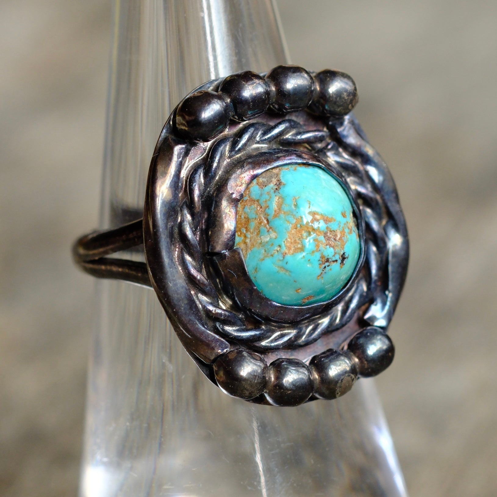 Vintage Sterling Turquoise Ring 5.75